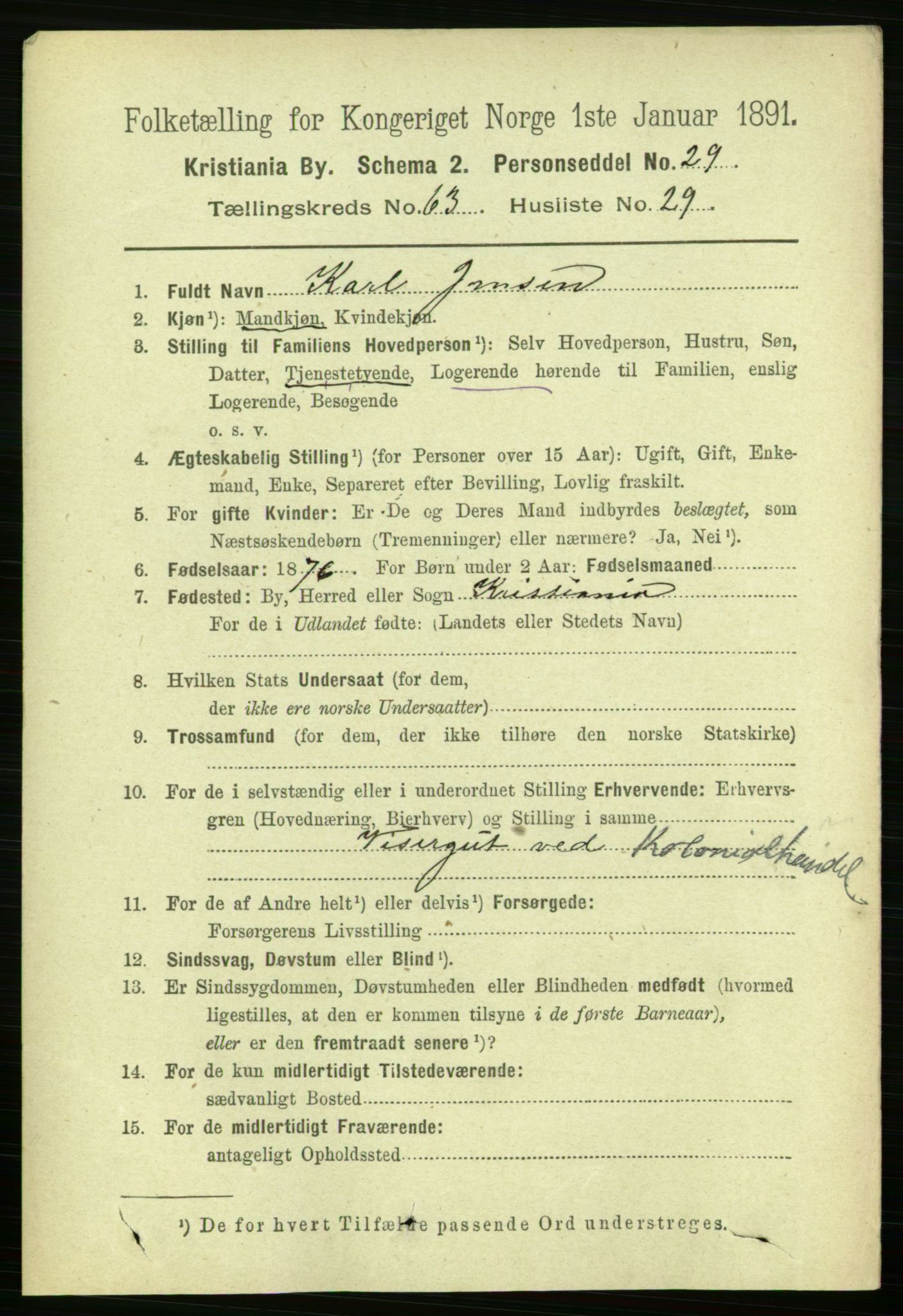 RA, 1891 census for 0301 Kristiania, 1891, p. 34277