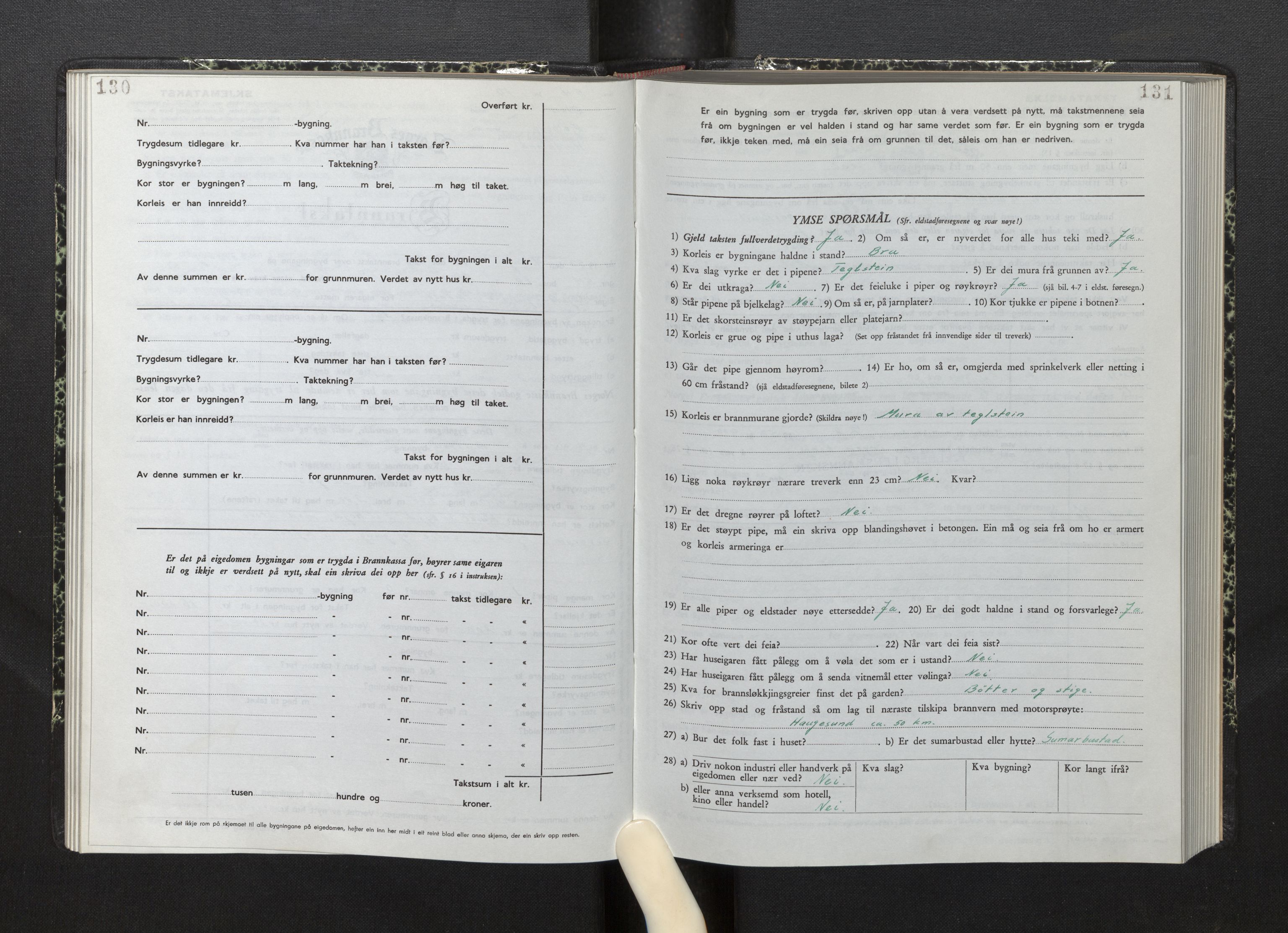 Lensmannen i Fjelberg, AV/SAB-A-32101/0012/L0008: Branntakstprotokoll, skjematakst, 1949-1955, p. 130-131