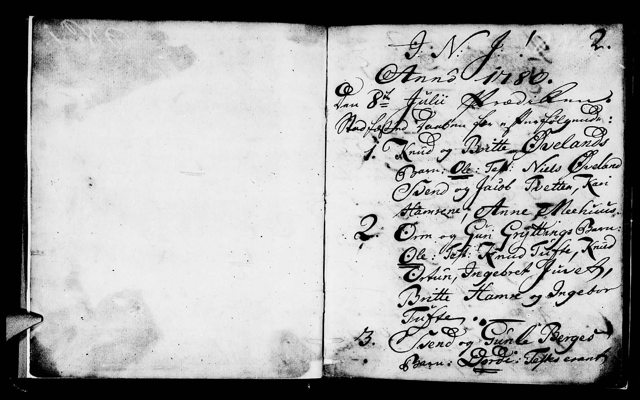 Røldal sokneprestembete, SAB/A-100247: Parish register (official) no. A 1, 1780-1816, p. 2