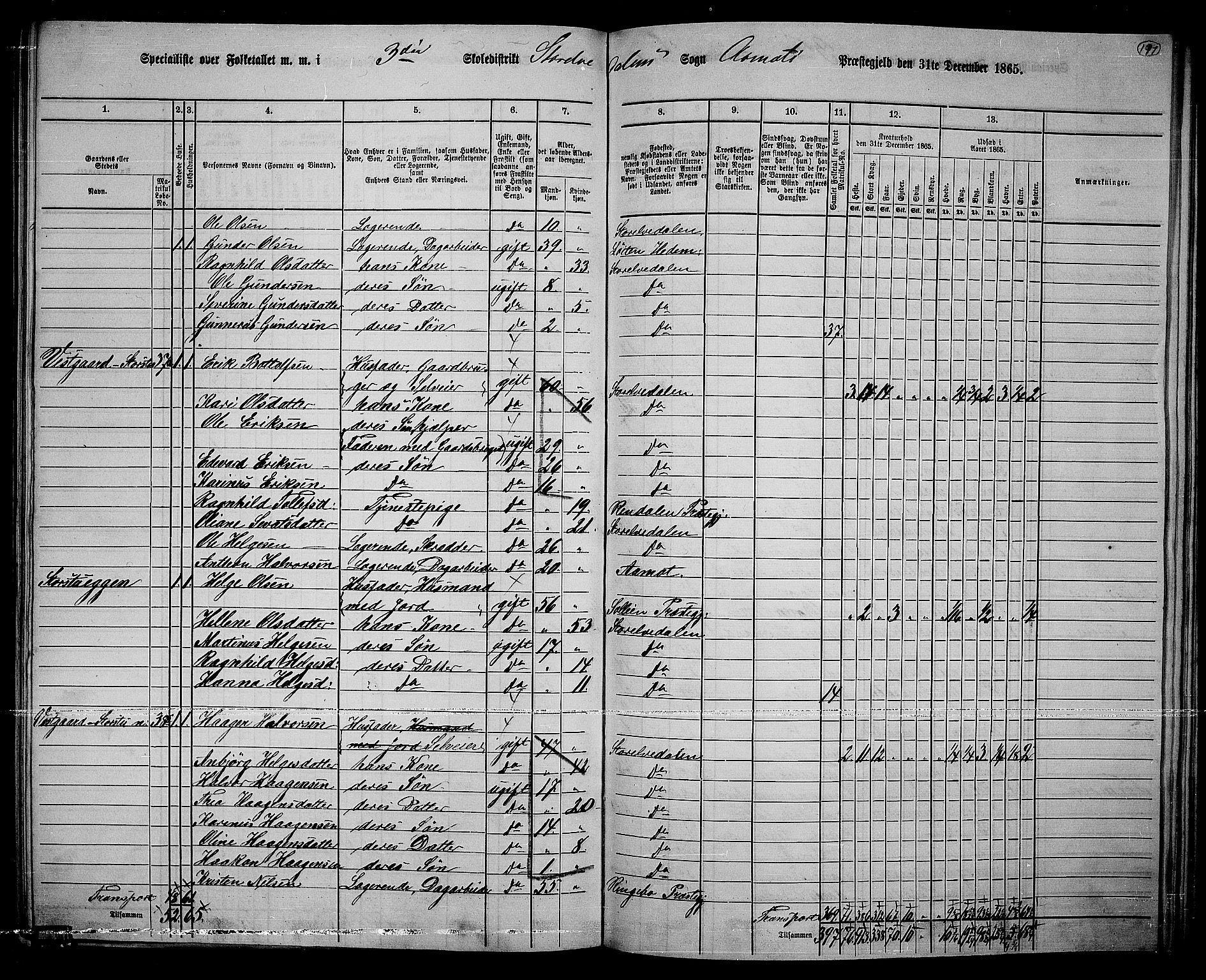 RA, 1865 census for Åmot, 1865, p. 167