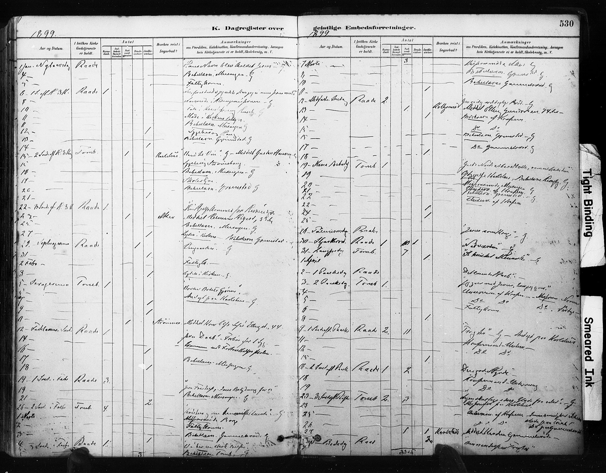 Råde prestekontor kirkebøker, AV/SAO-A-2009/F/Fa/L0007: Parish register (official) no. 7, 1878-1902, p. 530