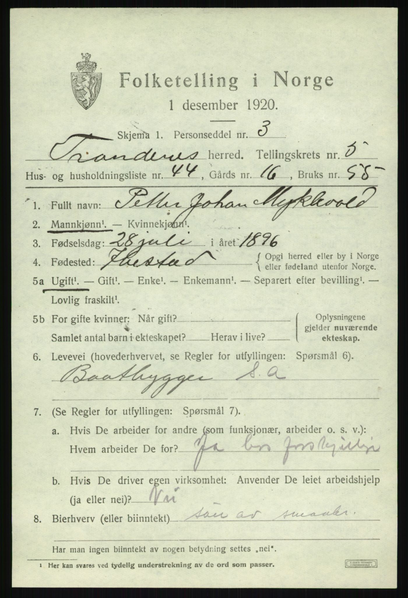 SATØ, 1920 census for Trondenes, 1920, p. 5801