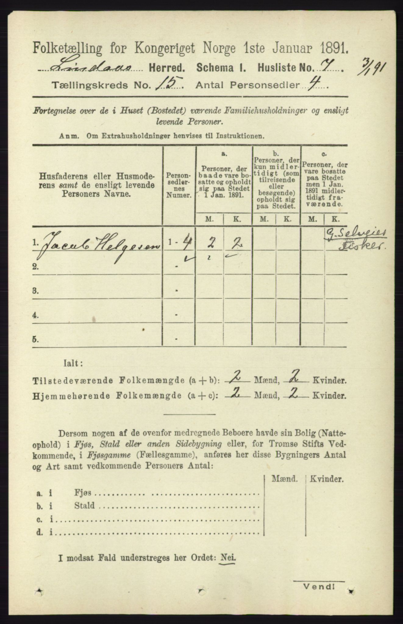 RA, 1891 census for 1263 Lindås, 1891, p. 5215