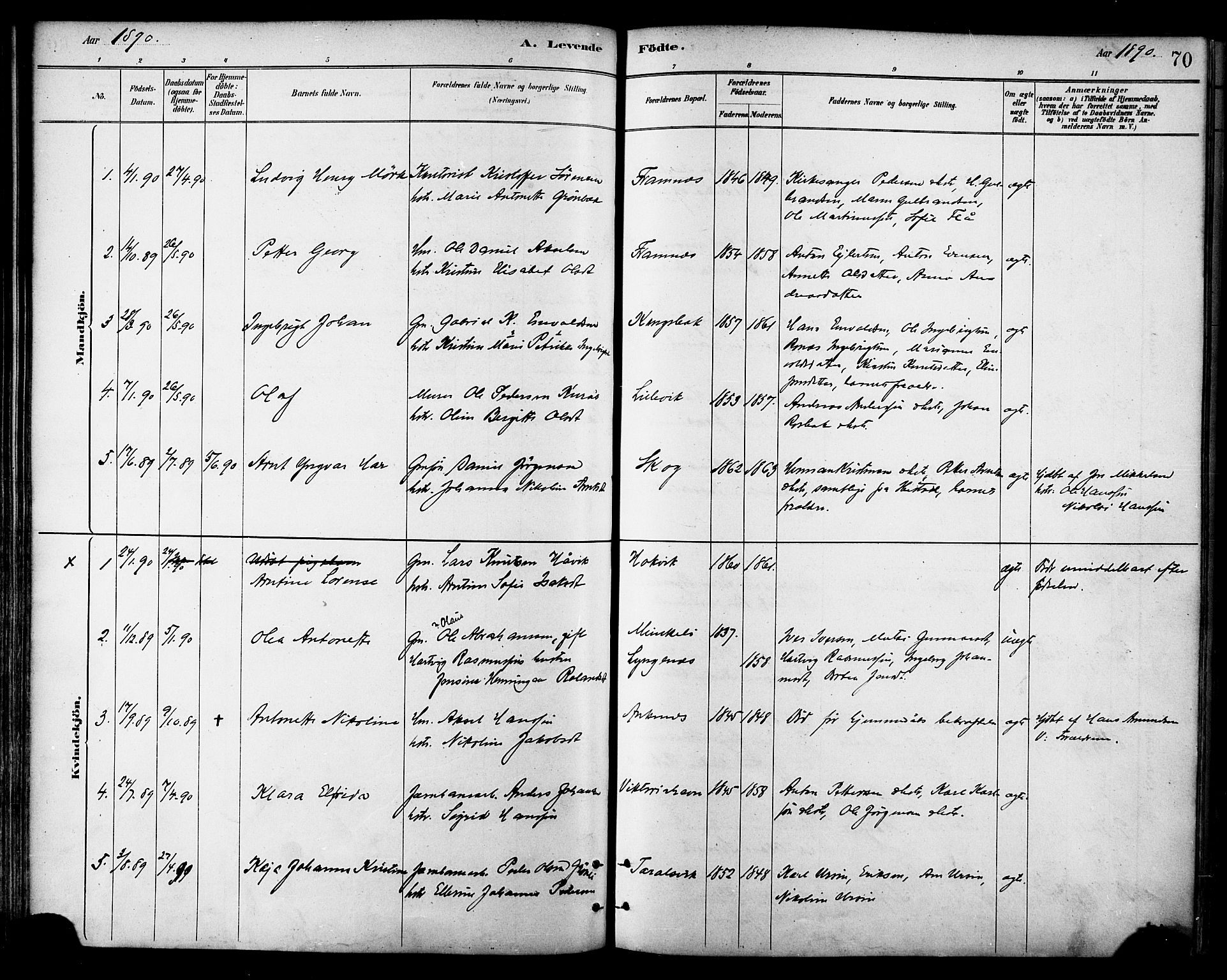 Ministerialprotokoller, klokkerbøker og fødselsregistre - Nordland, AV/SAT-A-1459/866/L0938: Parish register (official) no. 866A01, 1879-1893, p. 70