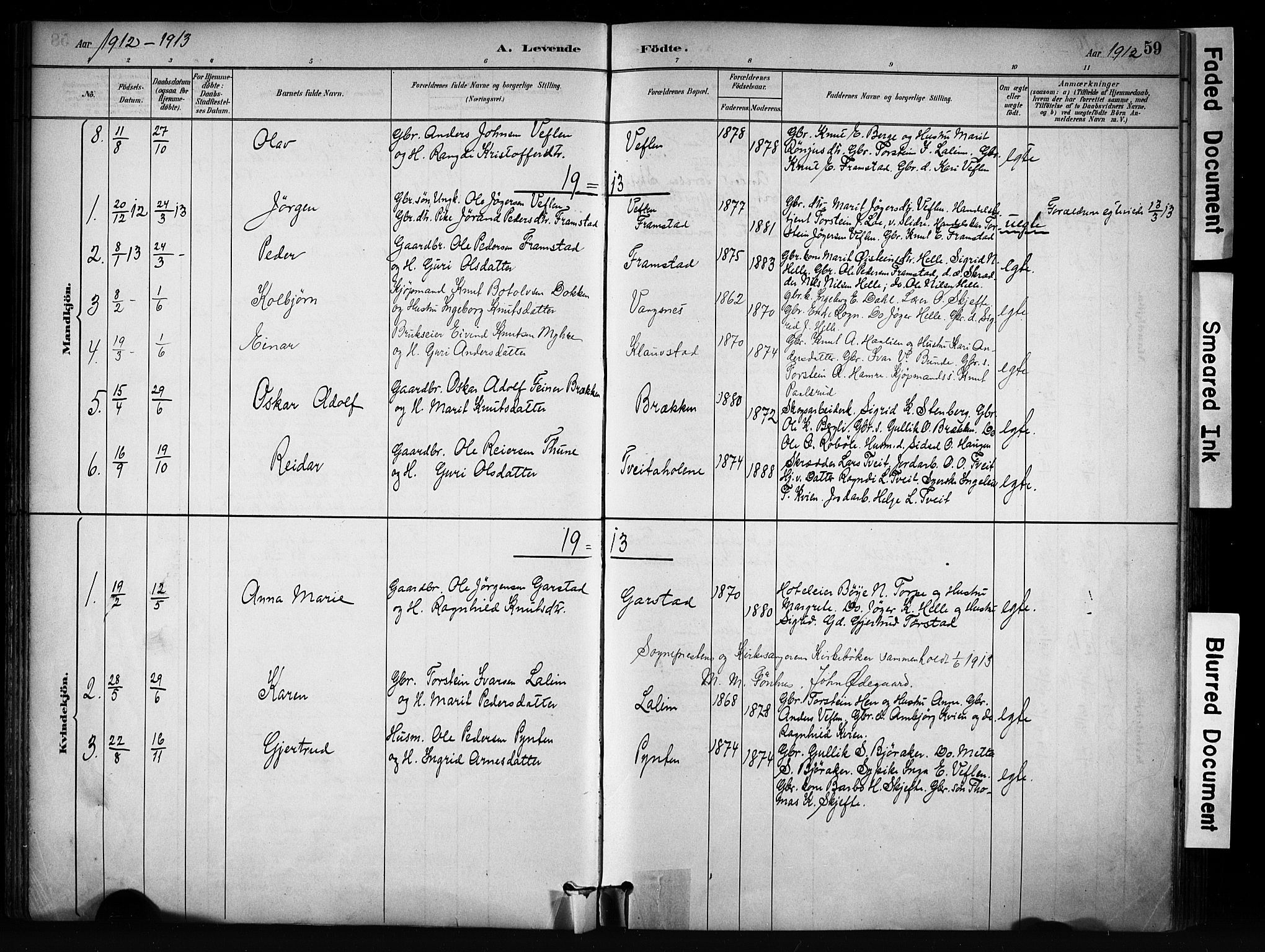 Vang prestekontor, Valdres, SAH/PREST-140/H/Ha/L0009: Parish register (official) no. 9, 1882-1914, p. 59