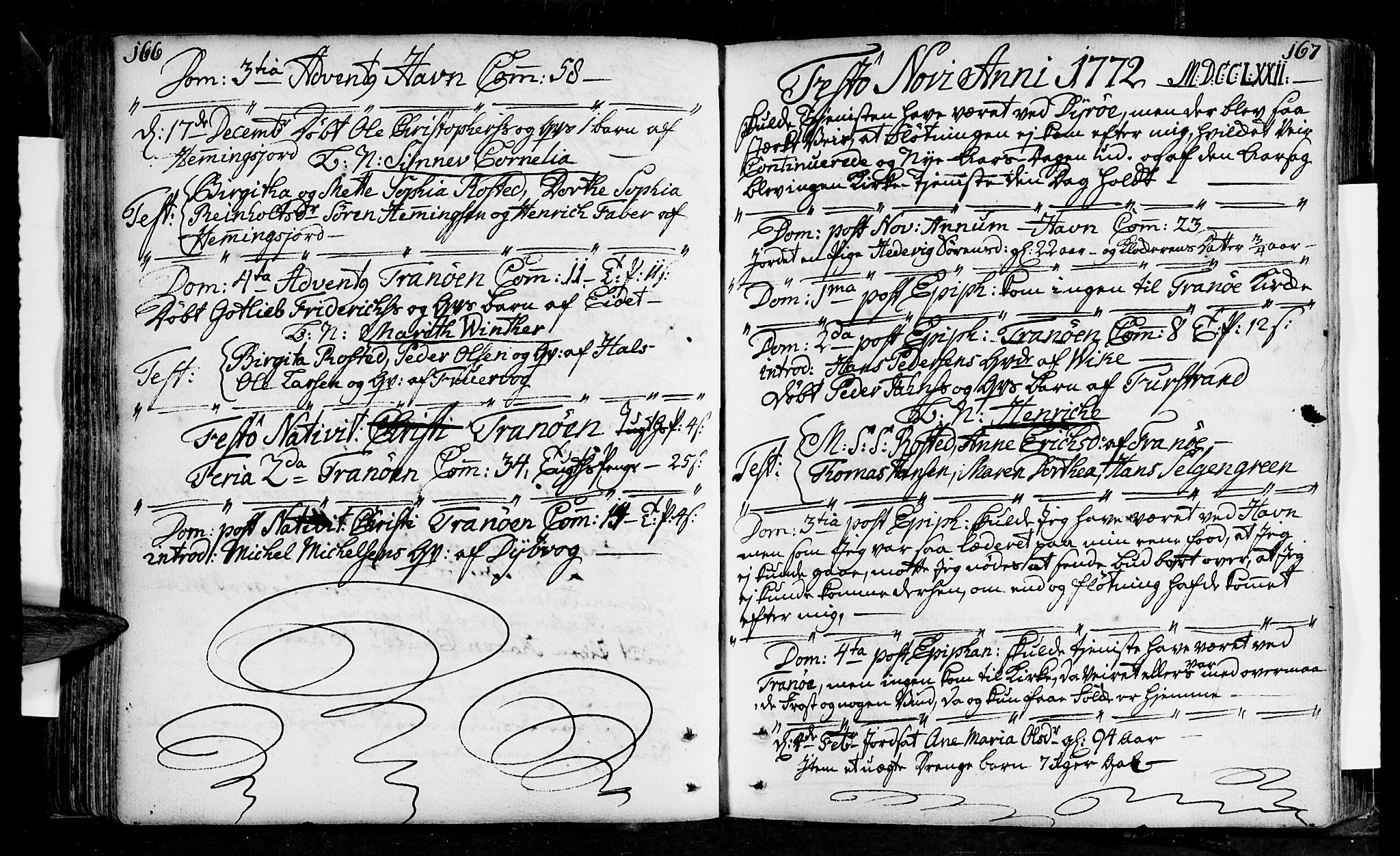 Tranøy sokneprestkontor, SATØ/S-1313/I/Ia/Iaa/L0001kirke: Parish register (official) no. 1, 1757-1773, p. 166-167