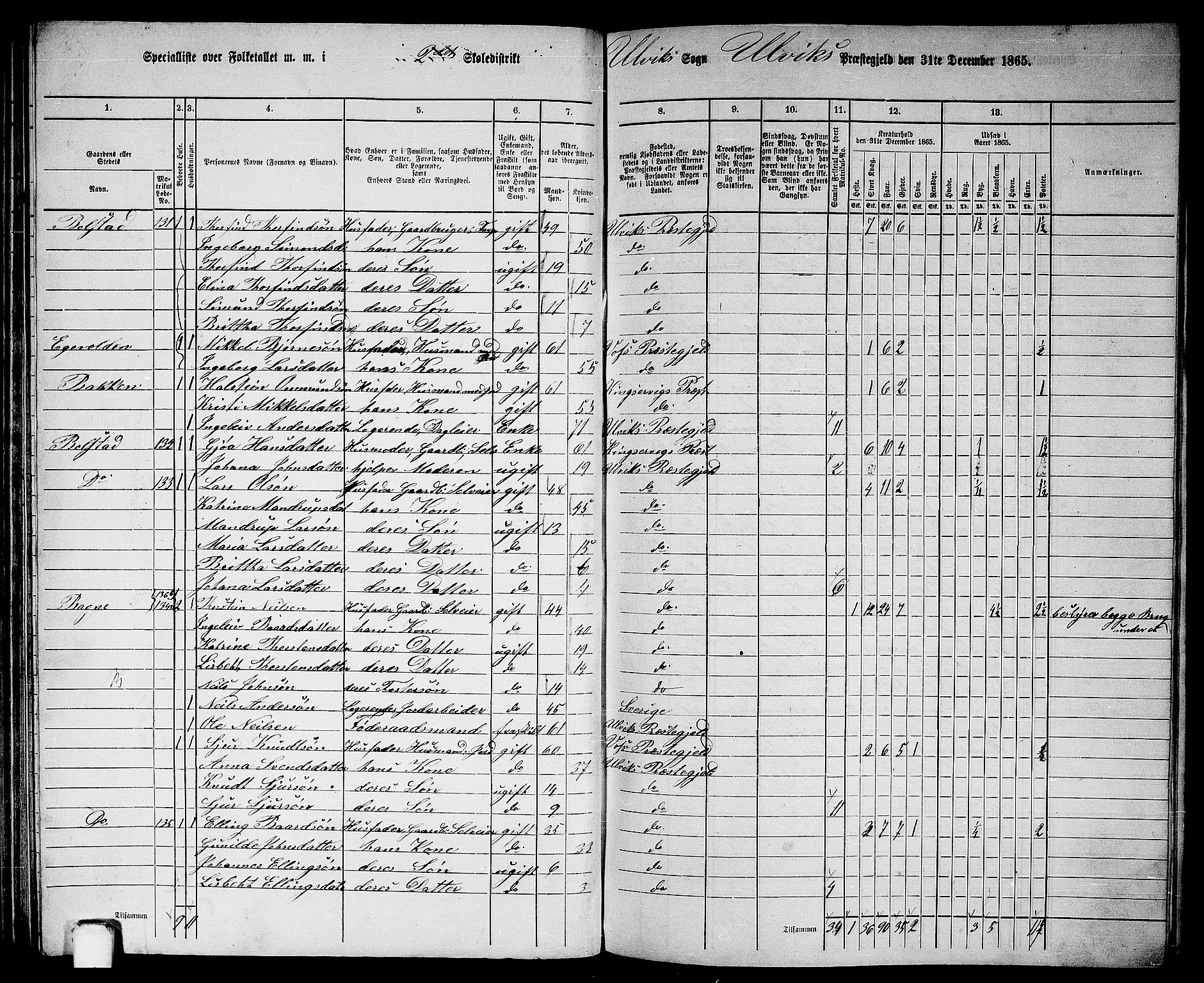 RA, 1865 census for Ulvik, 1865, p. 53