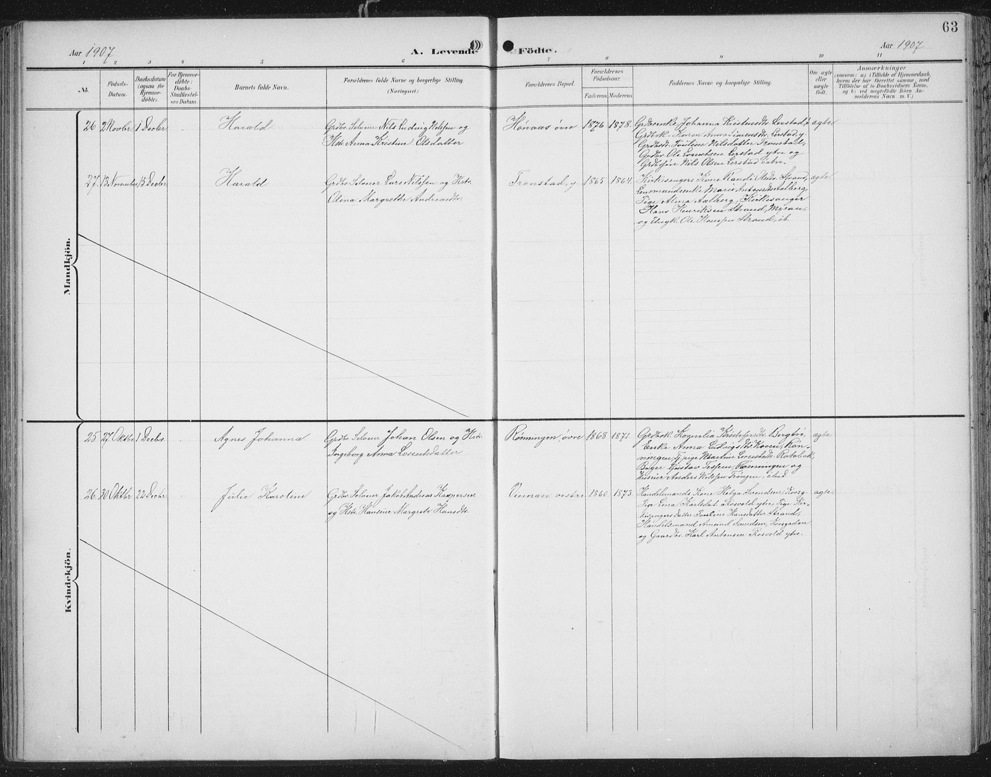 Ministerialprotokoller, klokkerbøker og fødselsregistre - Nord-Trøndelag, SAT/A-1458/701/L0011: Parish register (official) no. 701A11, 1899-1915, p. 63