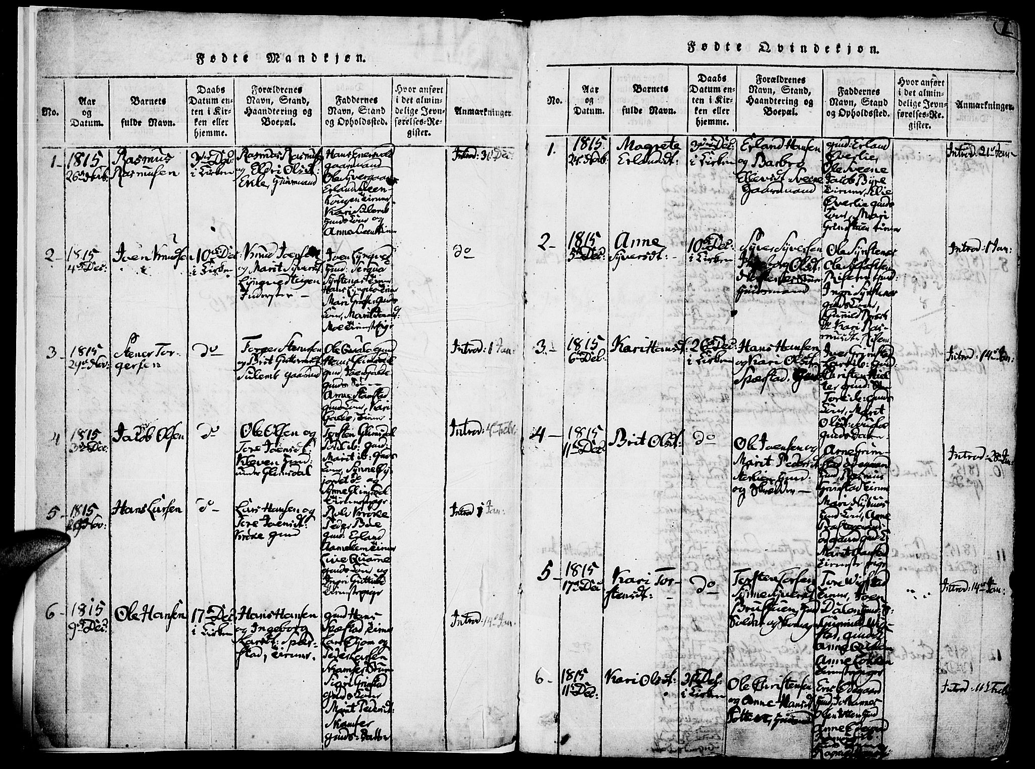 Lom prestekontor, SAH/PREST-070/K/L0004: Parish register (official) no. 4, 1815-1825, p. 2