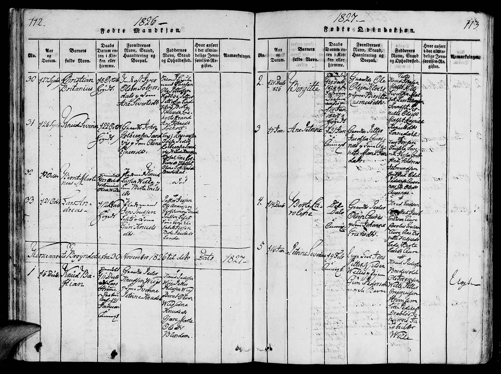 Ministerialprotokoller, klokkerbøker og fødselsregistre - Møre og Romsdal, SAT/A-1454/522/L0310: Parish register (official) no. 522A05, 1816-1832, p. 112-113