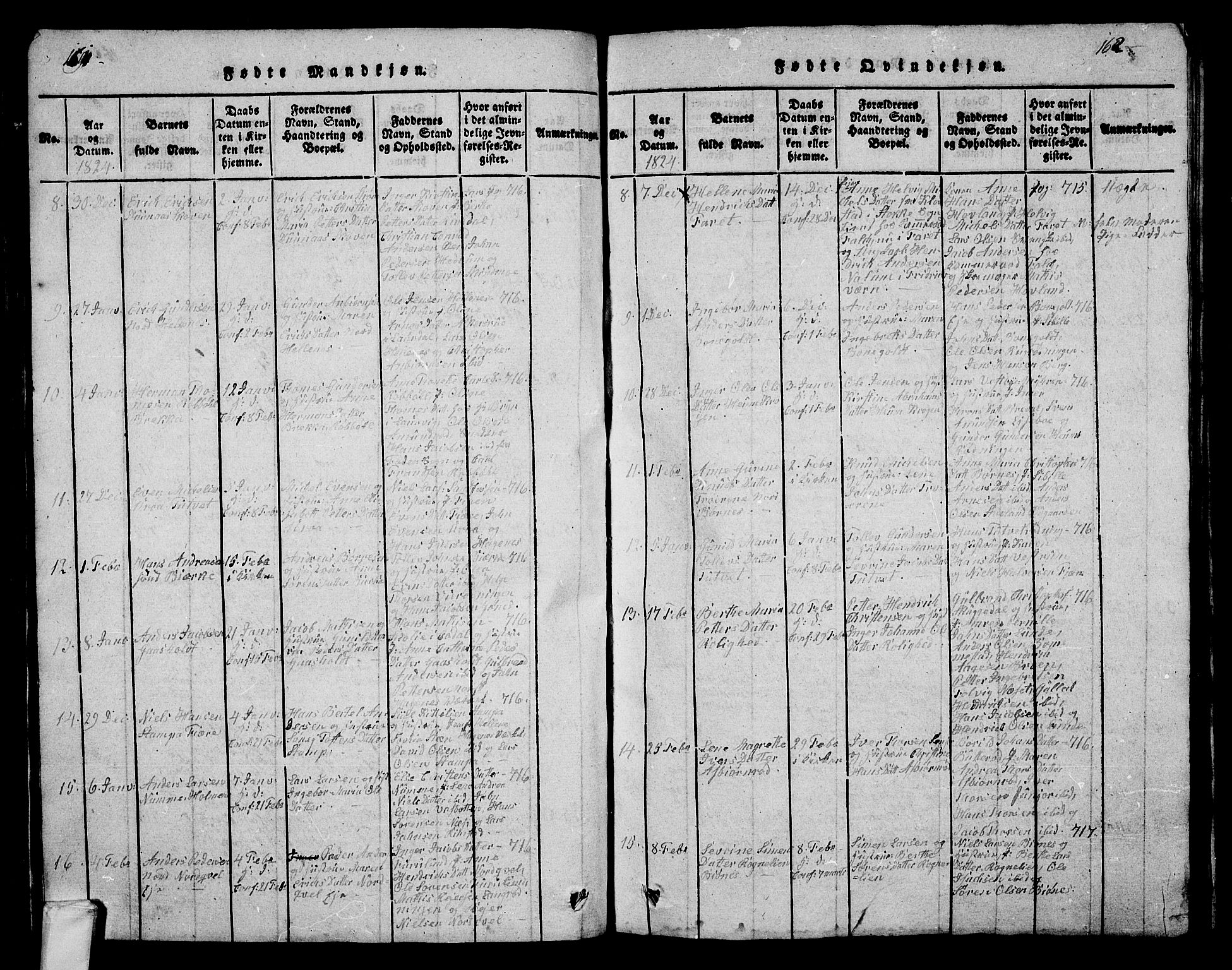 Hedrum kirkebøker, AV/SAKO-A-344/G/Ga/L0003: Parish register (copy) no. I 3, 1817-1835, p. 161-162