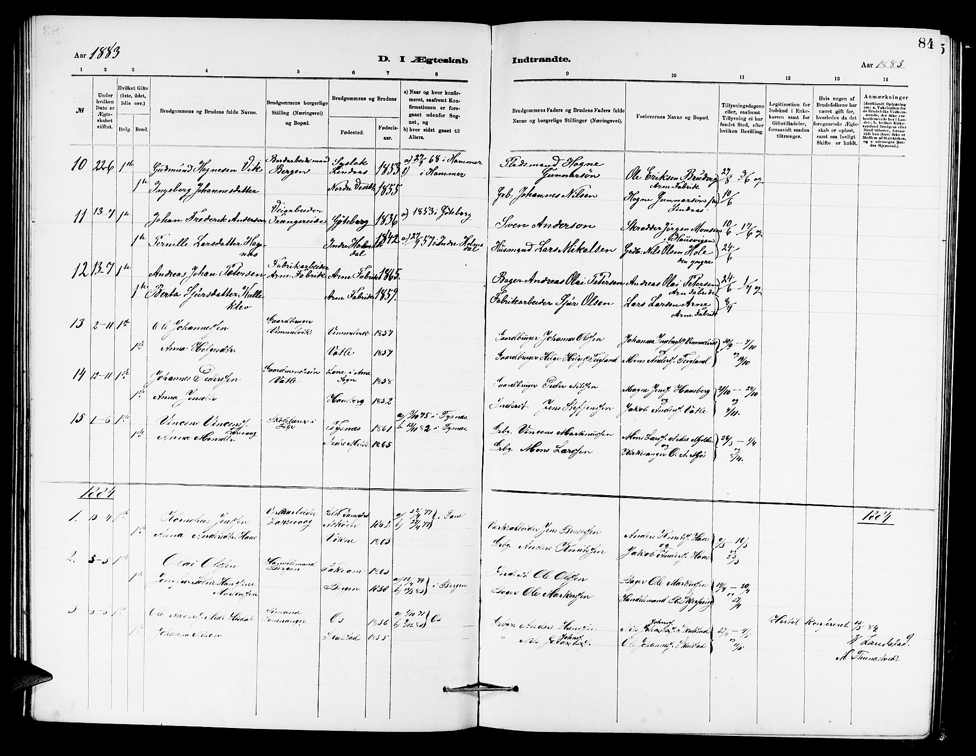 Haus sokneprestembete, SAB/A-75601/H/Hab: Parish register (copy) no. B 2, 1878-1884, p. 84