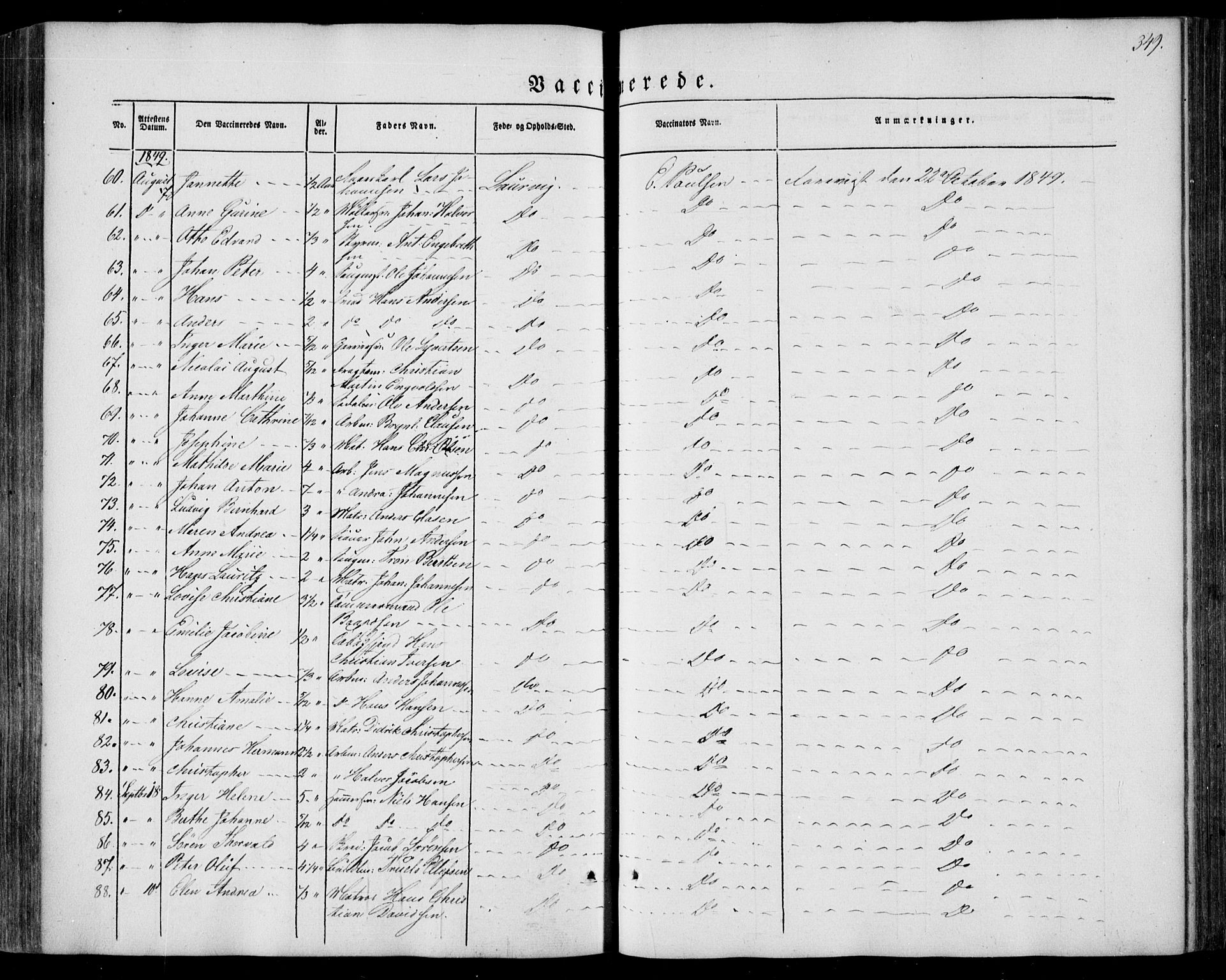 Larvik kirkebøker, AV/SAKO-A-352/F/Fa/L0003: Parish register (official) no. I 3, 1848-1856, p. 349