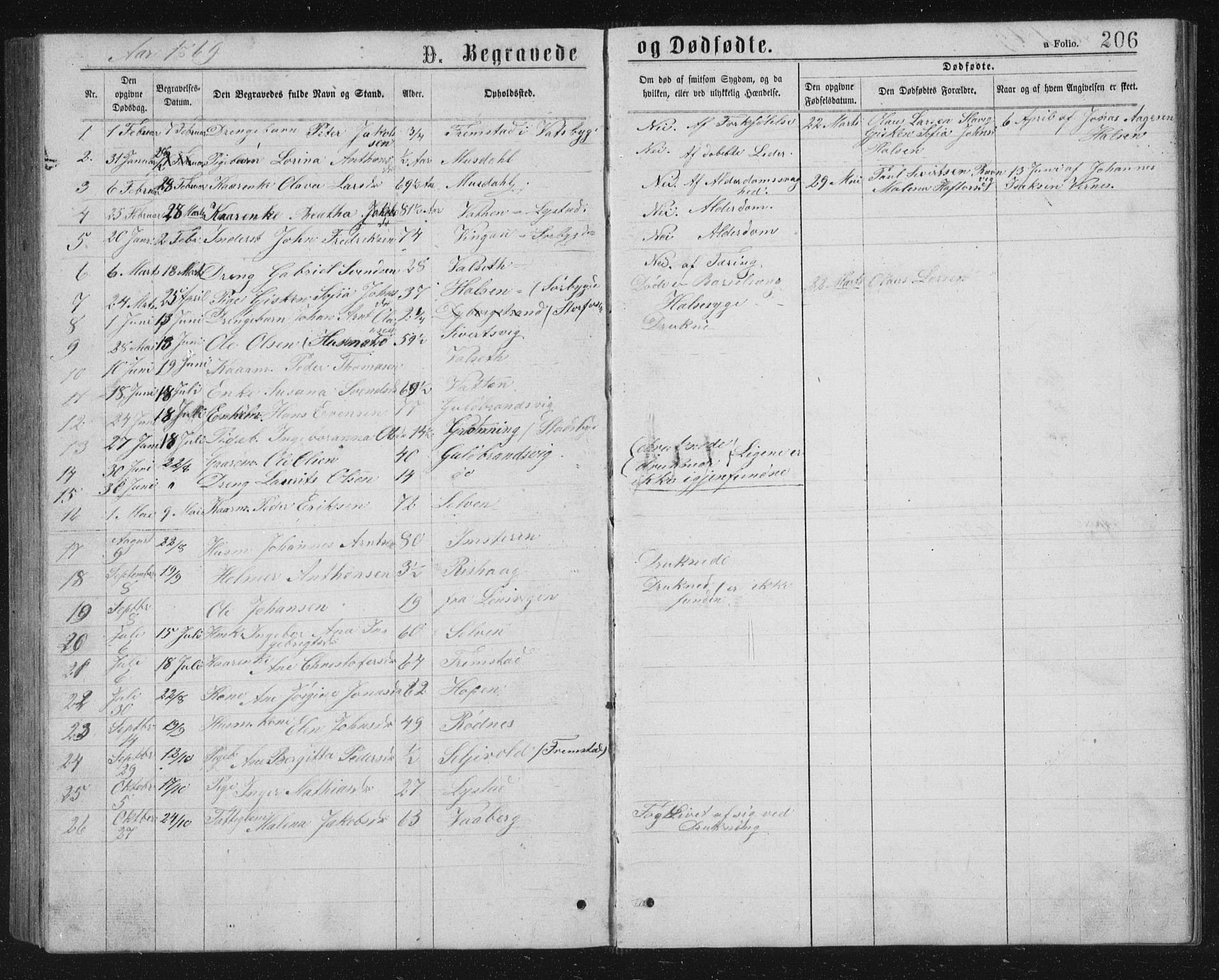 Ministerialprotokoller, klokkerbøker og fødselsregistre - Sør-Trøndelag, AV/SAT-A-1456/662/L0756: Parish register (copy) no. 662C01, 1869-1891, p. 206