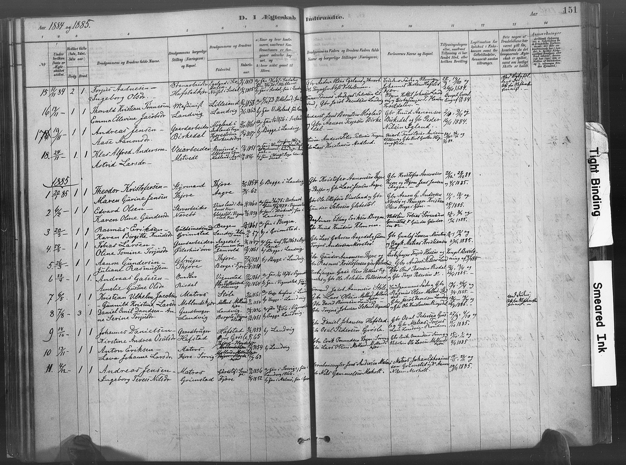 Hommedal sokneprestkontor, SAK/1111-0023/F/Fa/Fab/L0006: Parish register (official) no. A 6, 1878-1897, p. 151