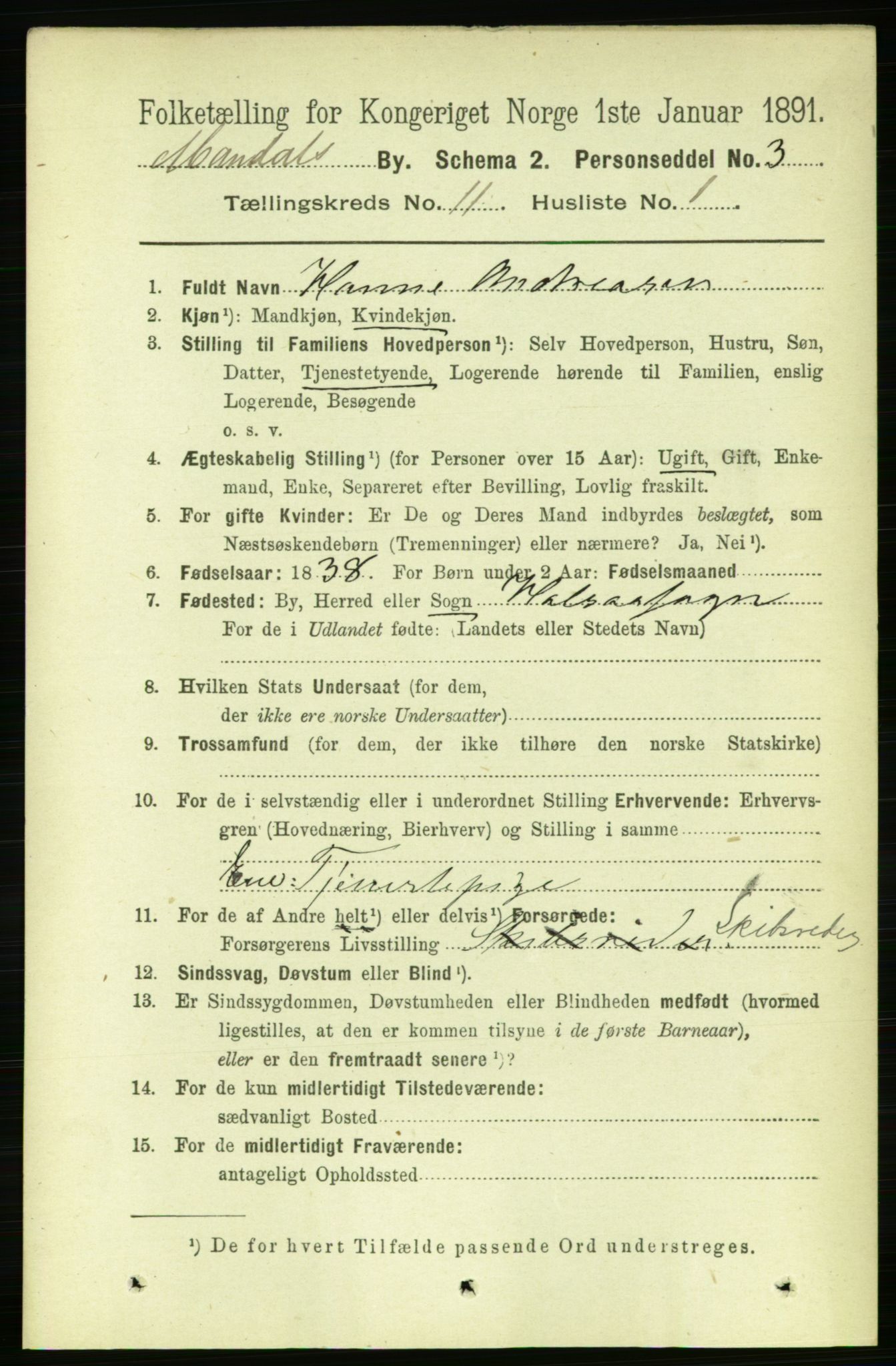 RA, 1891 census for 1002 Mandal, 1891, p. 2779