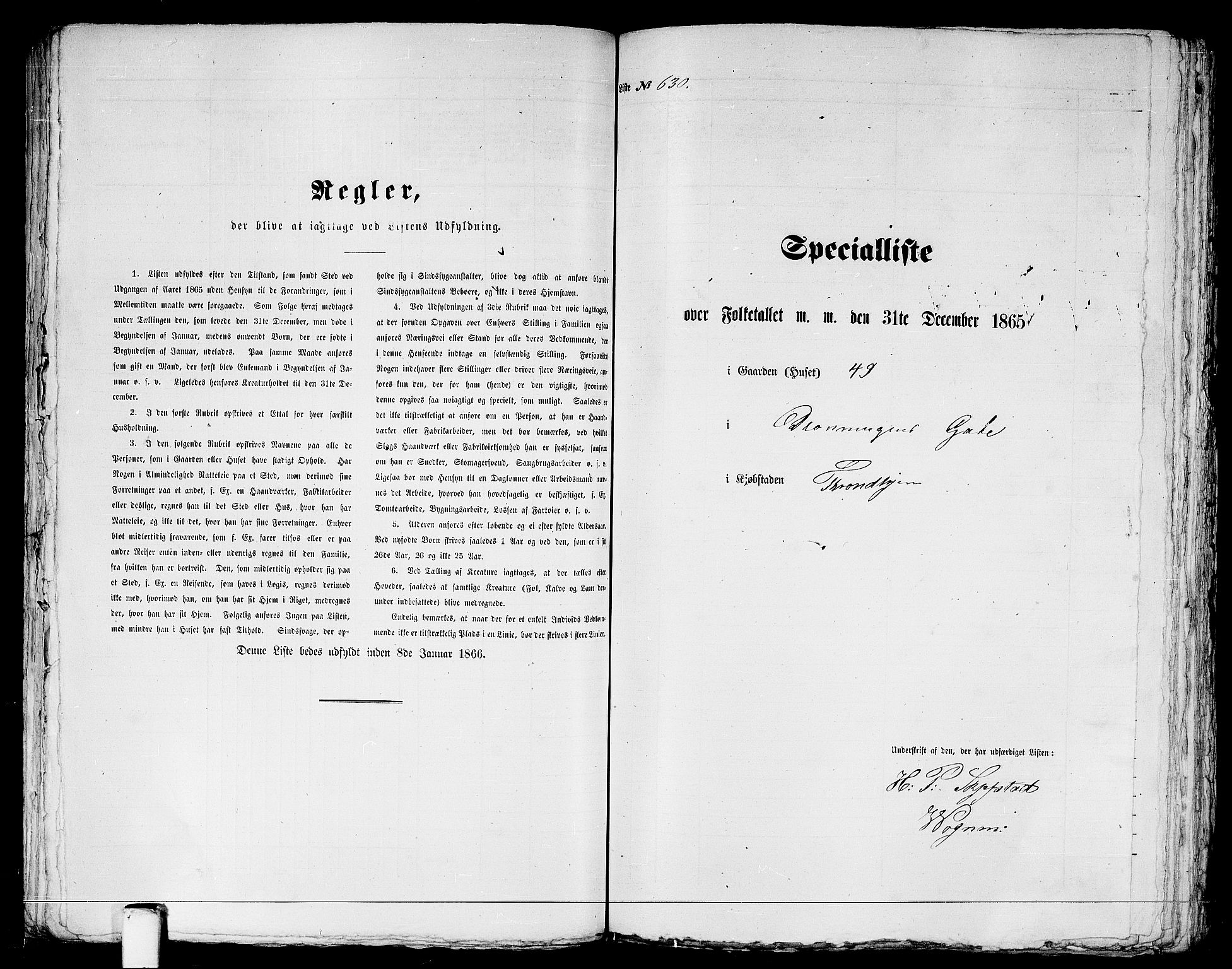 RA, 1865 census for Trondheim, 1865, p. 1309