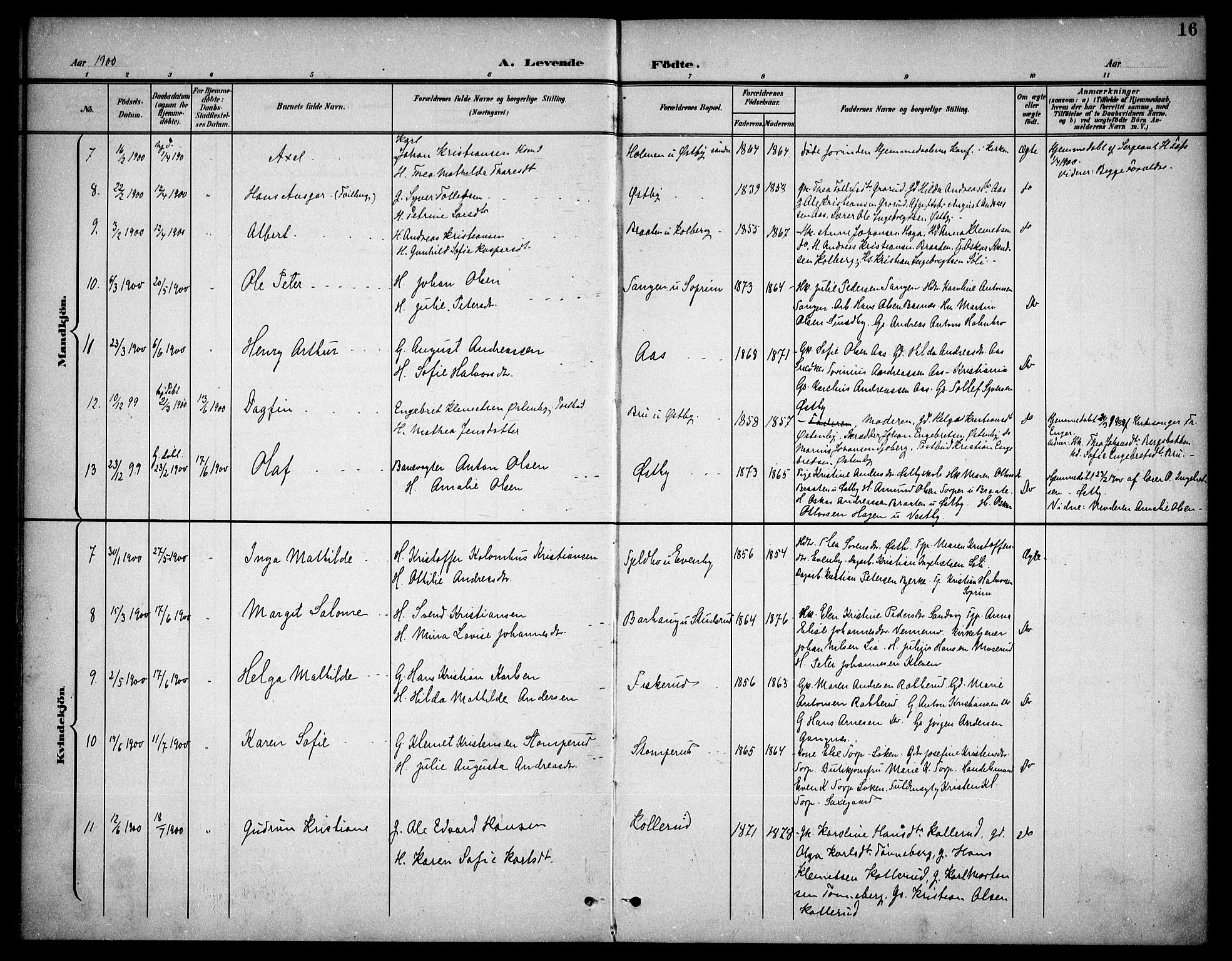 Høland prestekontor Kirkebøker, AV/SAO-A-10346a/F/Fb/L0003: Parish register (official) no. II 3, 1897-1912, p. 16