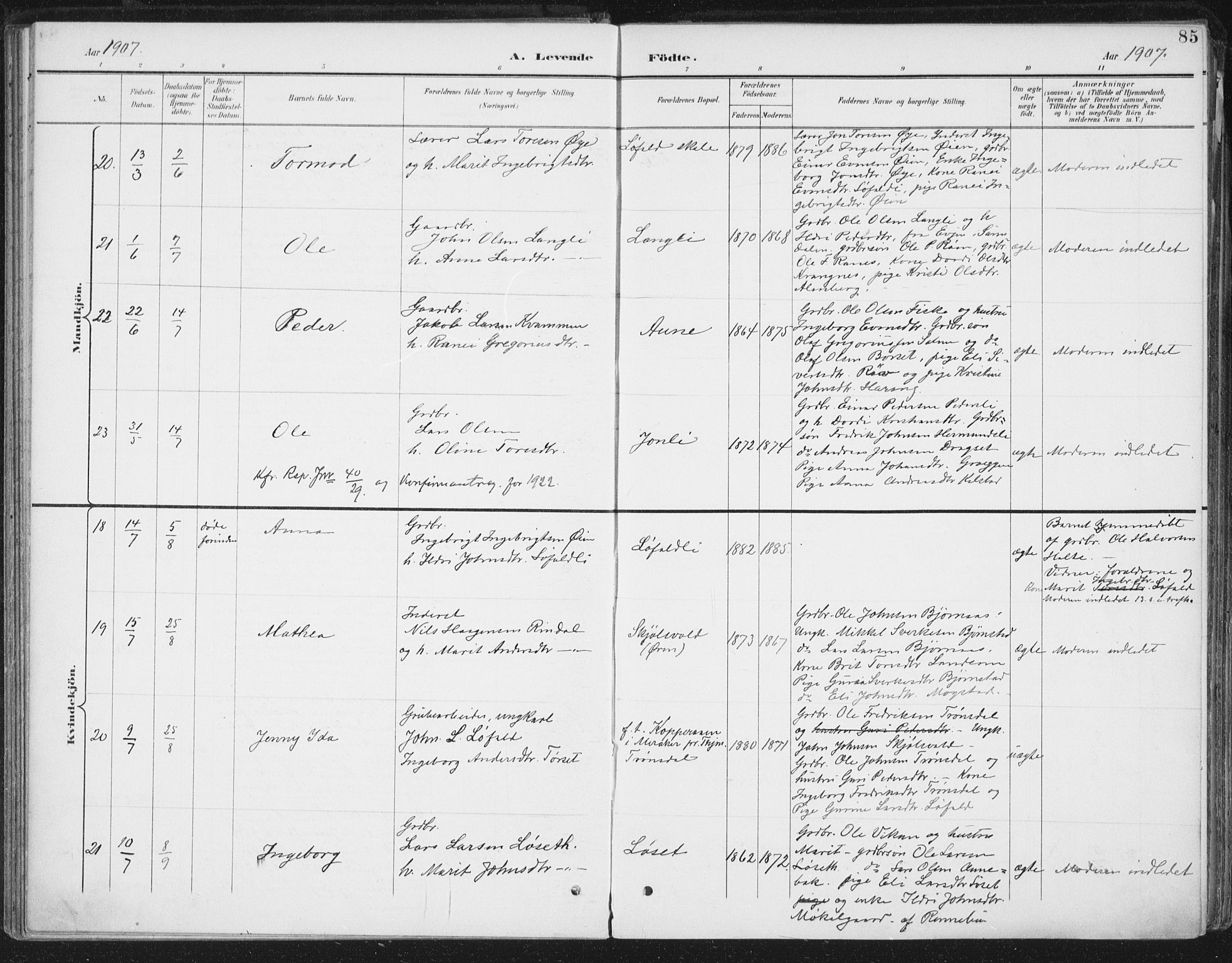 Ministerialprotokoller, klokkerbøker og fødselsregistre - Møre og Romsdal, AV/SAT-A-1454/598/L1072: Parish register (official) no. 598A06, 1896-1910, p. 85