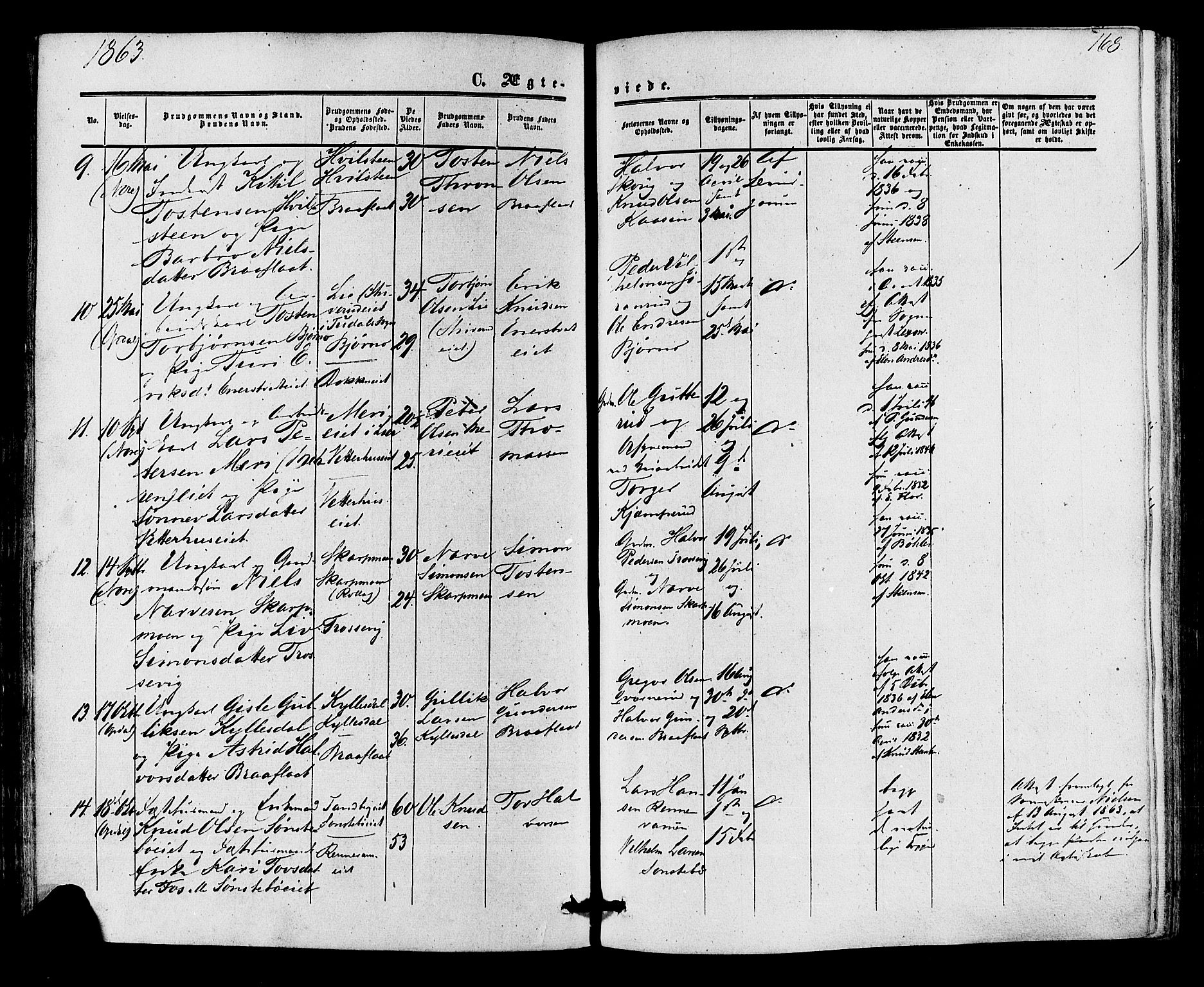 Nore kirkebøker, AV/SAKO-A-238/F/Fa/L0003: Parish register (official) no. I 3, 1858-1866, p. 168