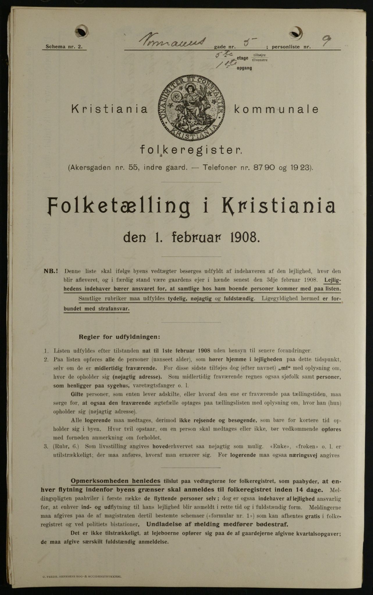 OBA, Municipal Census 1908 for Kristiania, 1908, p. 66036