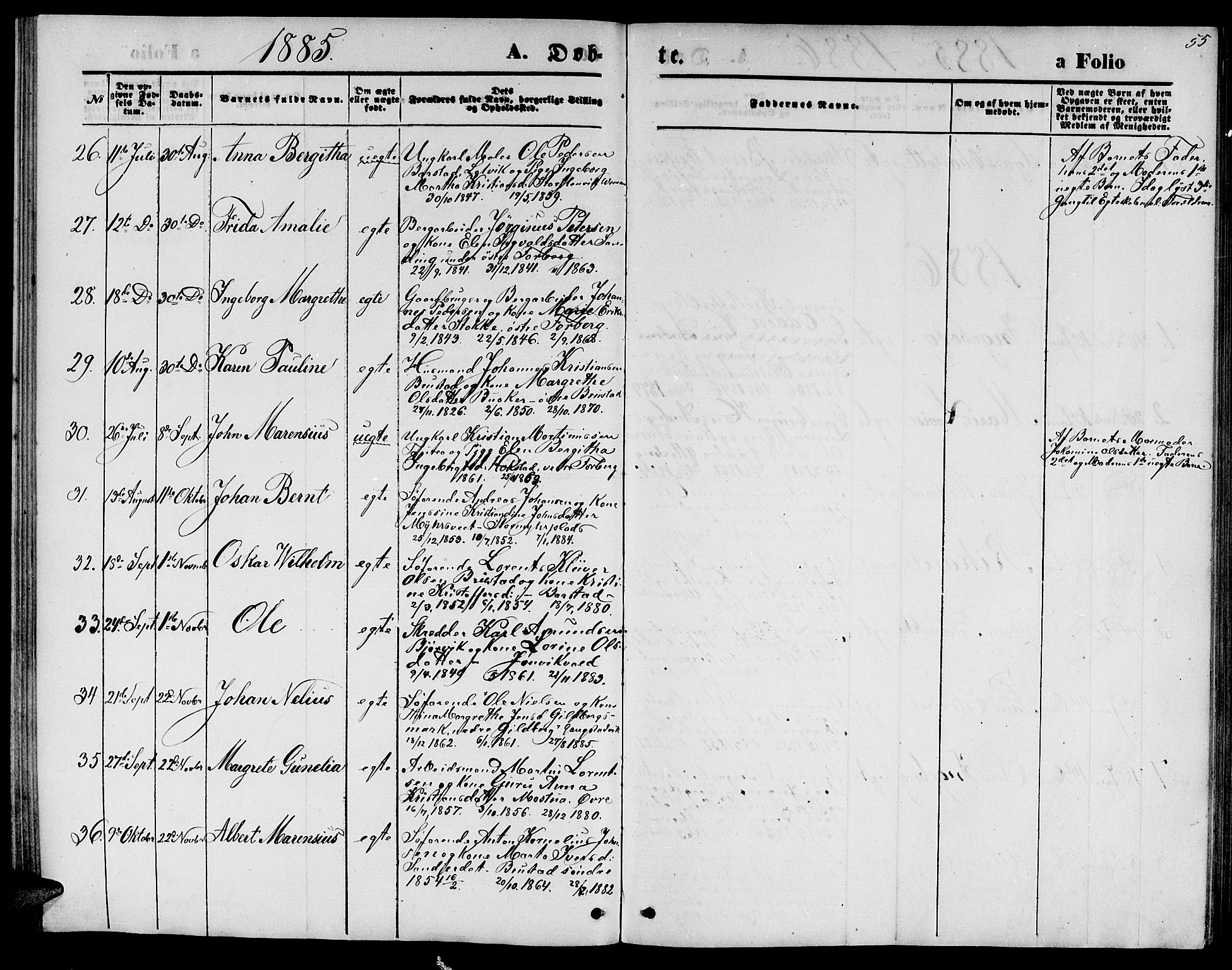 Ministerialprotokoller, klokkerbøker og fødselsregistre - Nord-Trøndelag, SAT/A-1458/722/L0225: Parish register (copy) no. 722C01, 1871-1888, p. 55