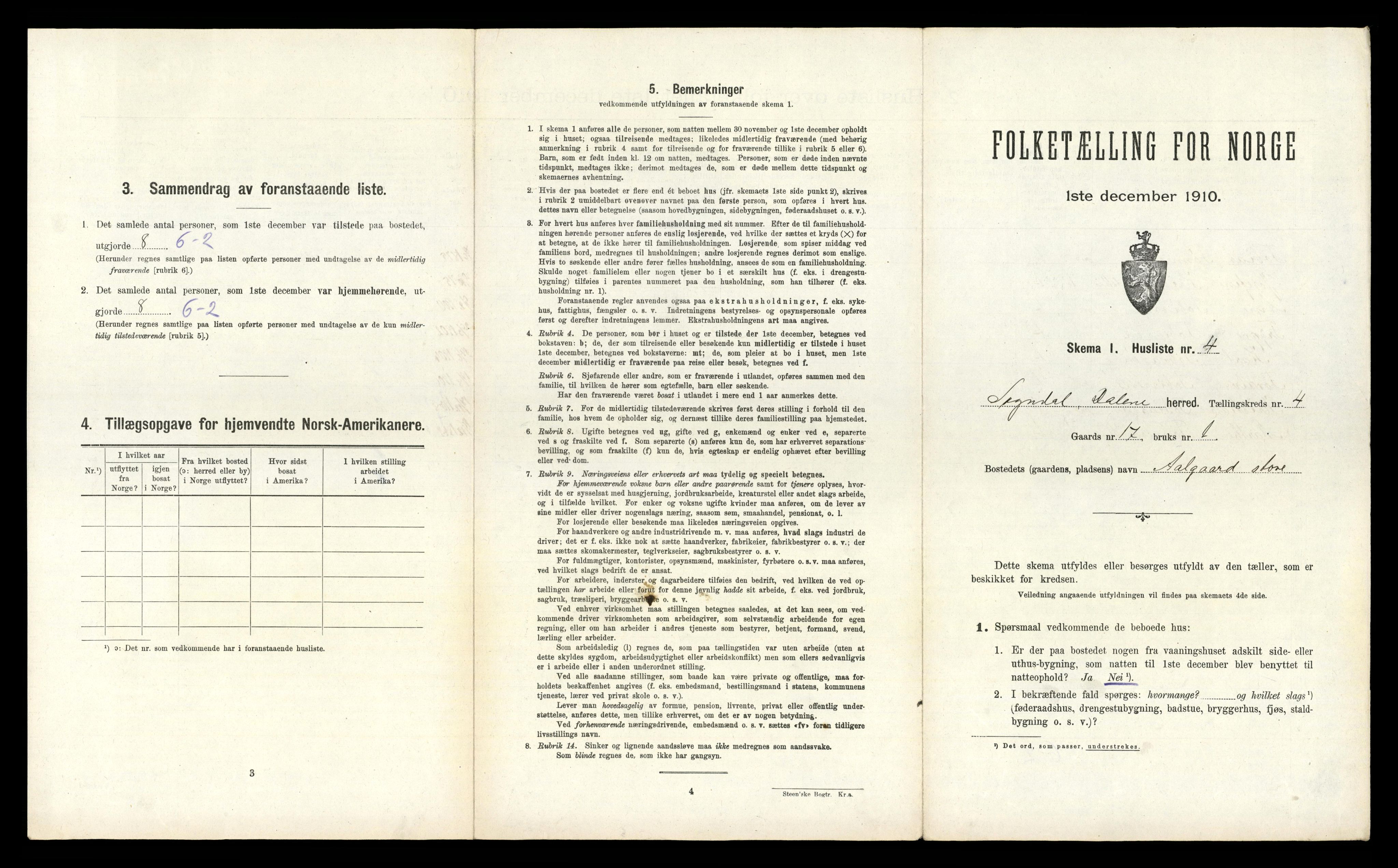 RA, 1910 census for Sokndal, 1910, p. 270