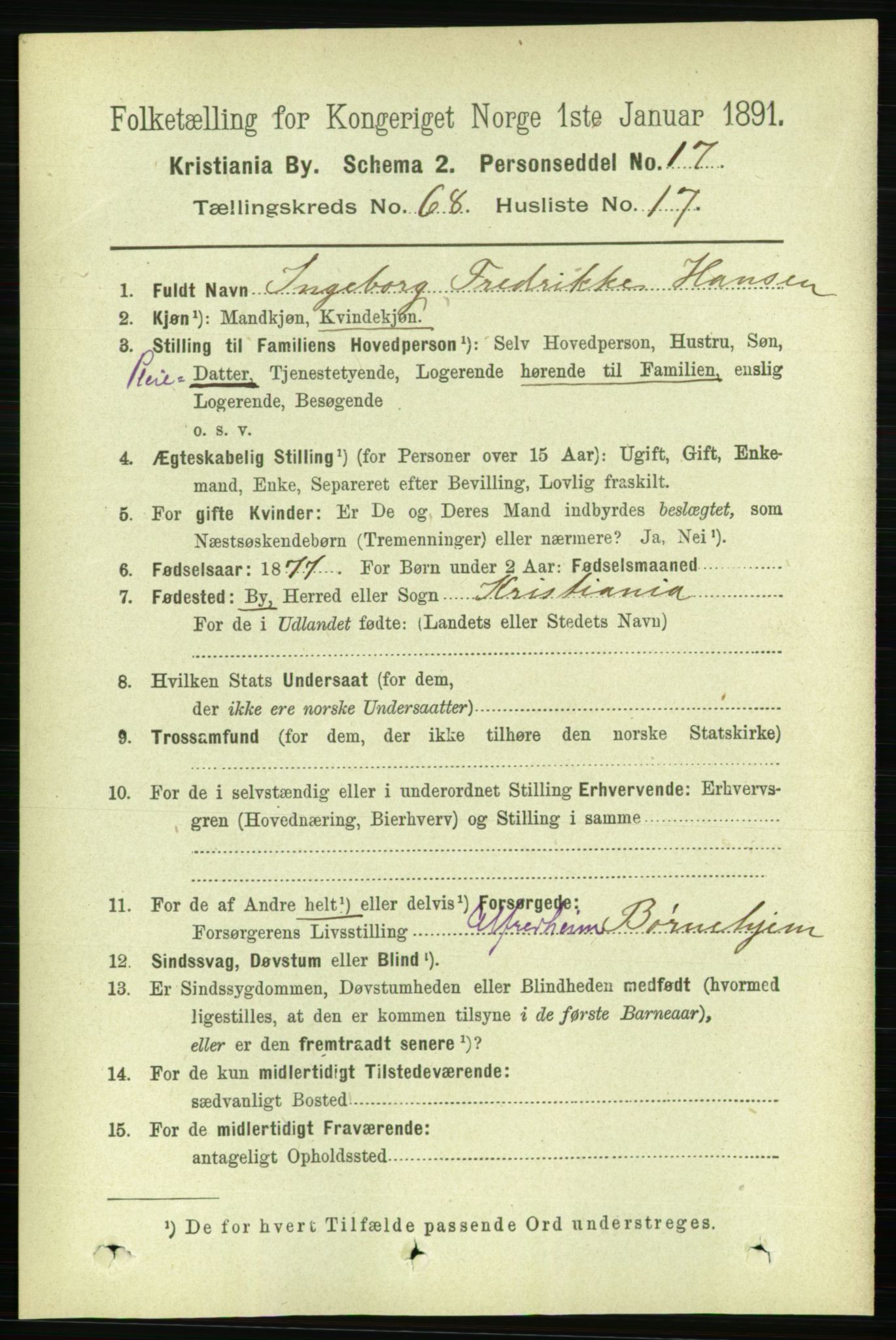 RA, 1891 census for 0301 Kristiania, 1891, p. 37621