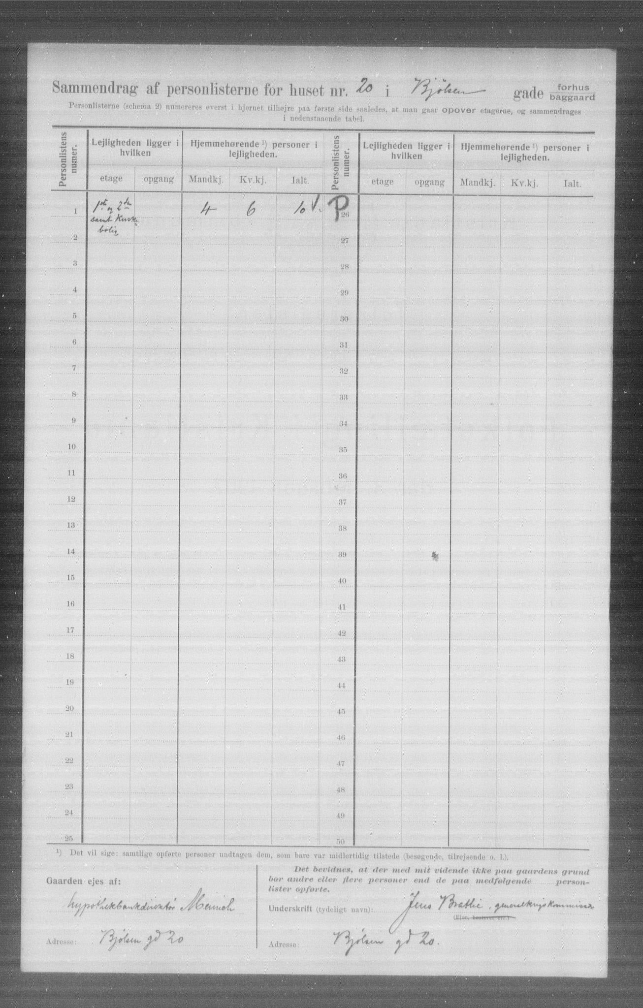 OBA, Municipal Census 1907 for Kristiania, 1907, p. 3443