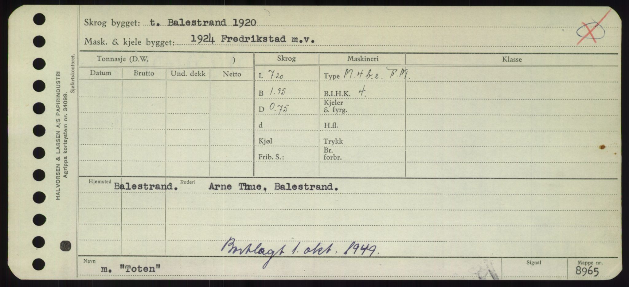 Sjøfartsdirektoratet med forløpere, Skipsmålingen, RA/S-1627/H/Hd/L0039: Fartøy, Ti-Tø, p. 431