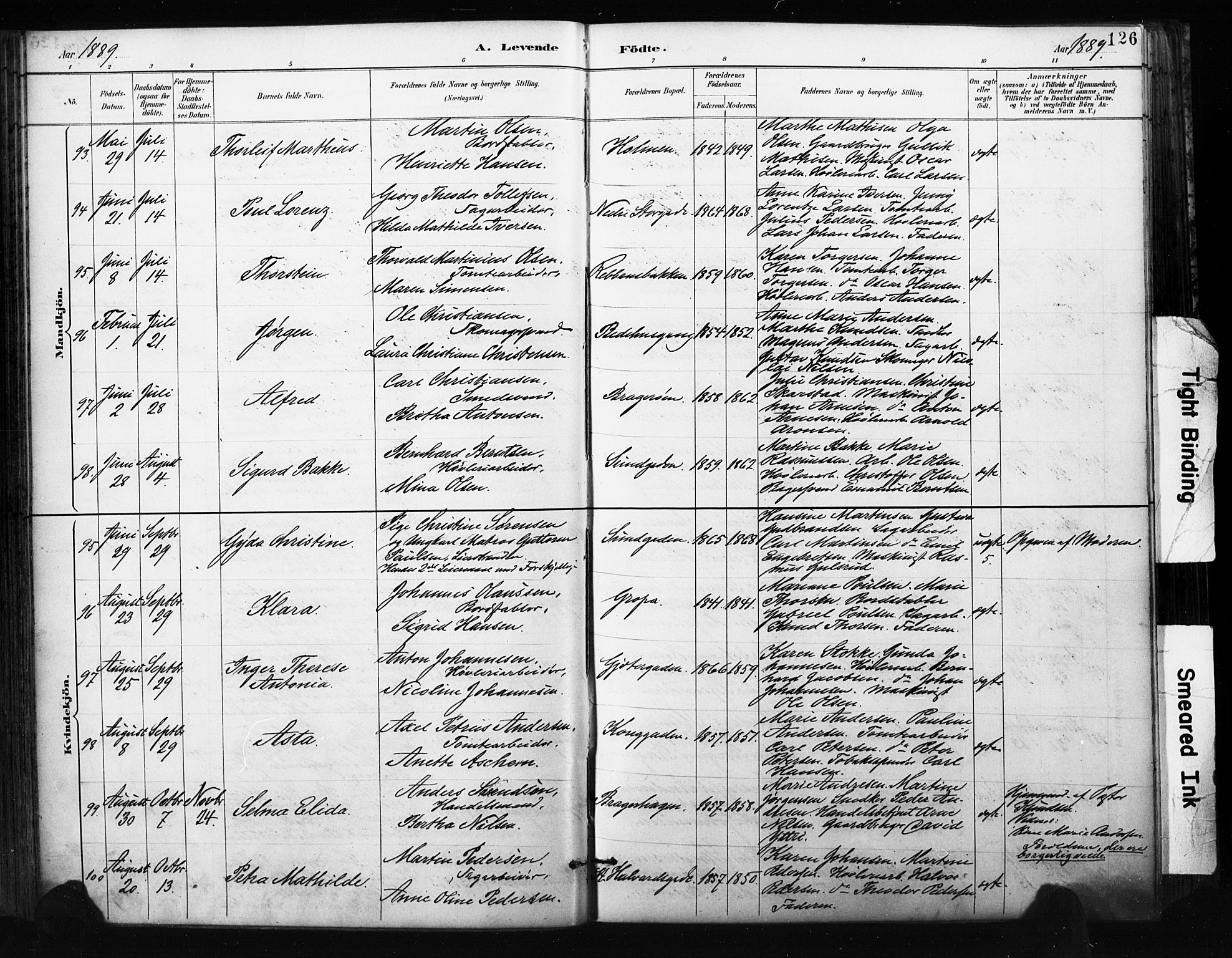 Bragernes kirkebøker, AV/SAKO-A-6/F/Fb/L0007: Parish register (official) no. II 7, 1885-1893, p. 126