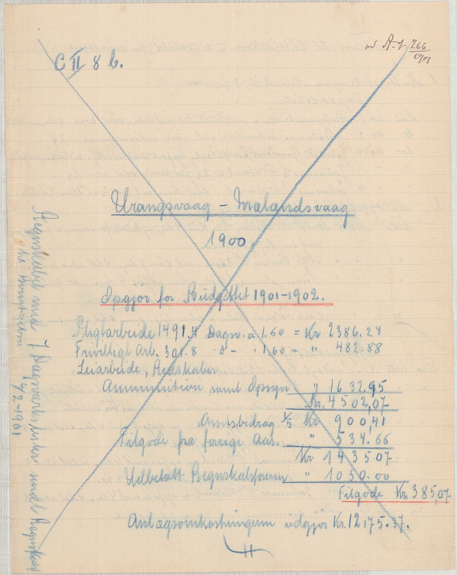 Finnaas kommune. Formannskapet, IKAH/1218a-021/E/Ea/L0002/0001: Rekneskap for veganlegg / Rekneskap for veganlegget Urangsvåg - Mælandsvåg, 1898-1900, p. 135