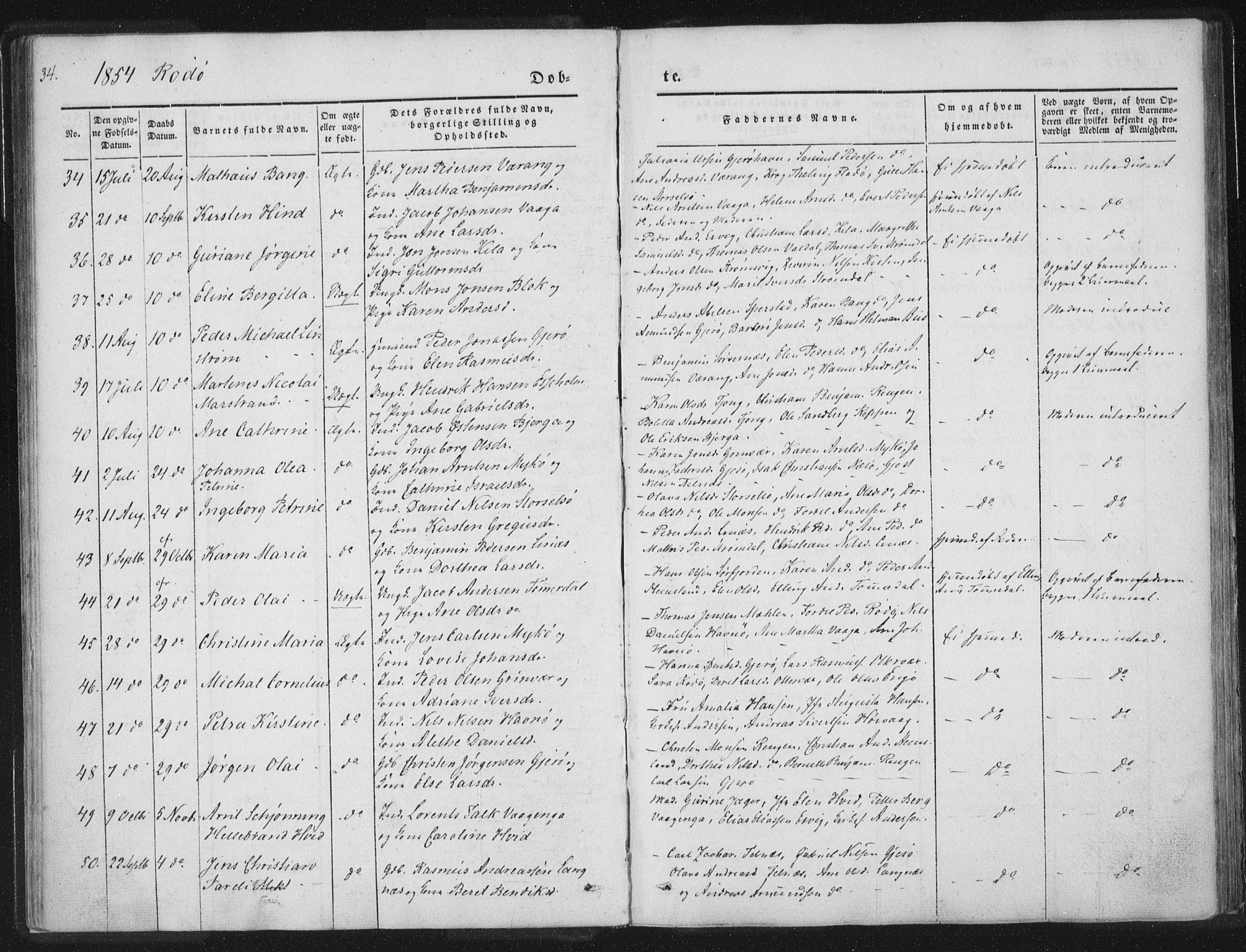 Ministerialprotokoller, klokkerbøker og fødselsregistre - Nordland, SAT/A-1459/841/L0602: Parish register (official) no. 841A08 /1, 1845-1859, p. 34
