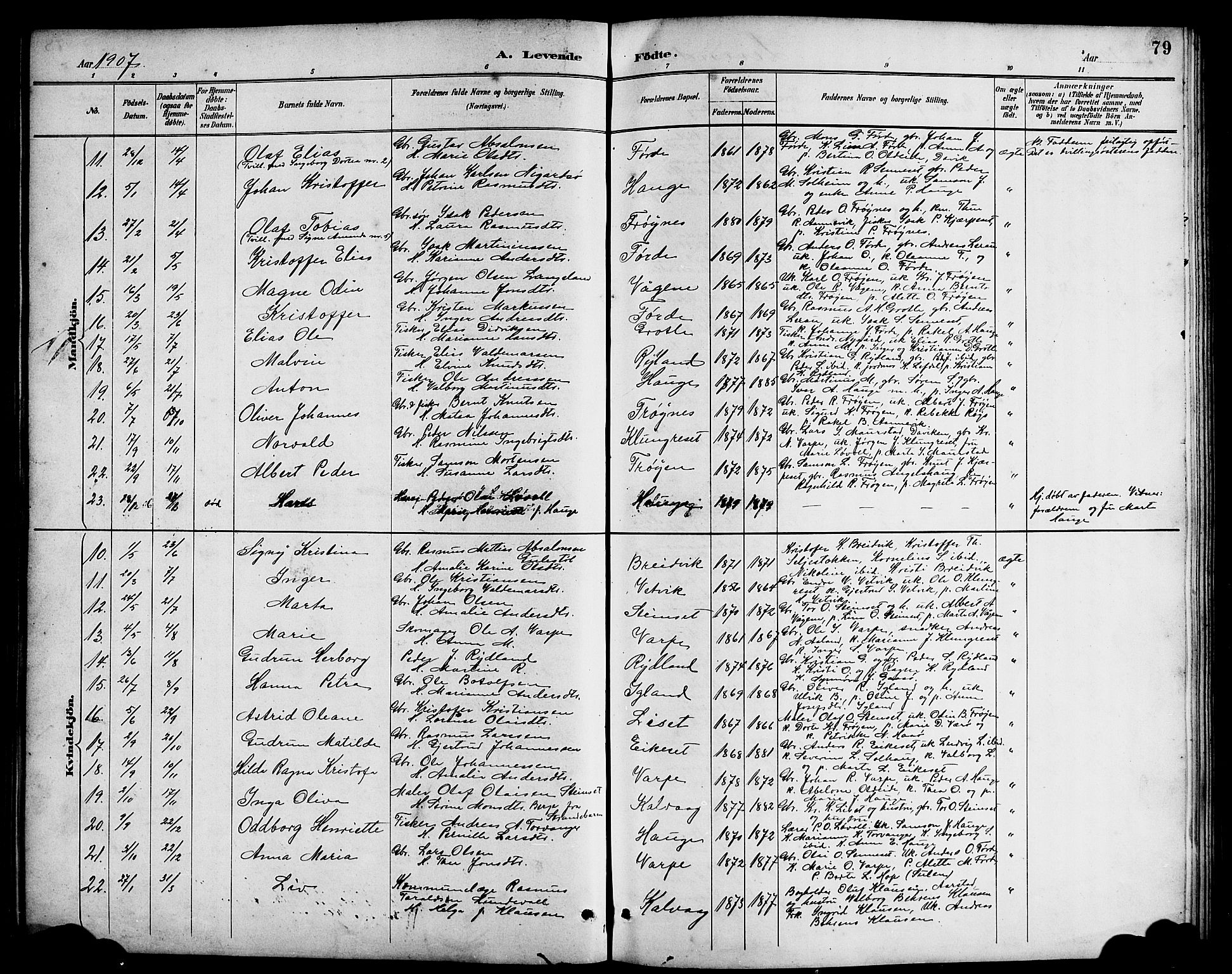 Bremanger sokneprestembete, AV/SAB-A-82201/H/Hab/Haba/L0003: Parish register (copy) no. A 3, 1890-1908, p. 79