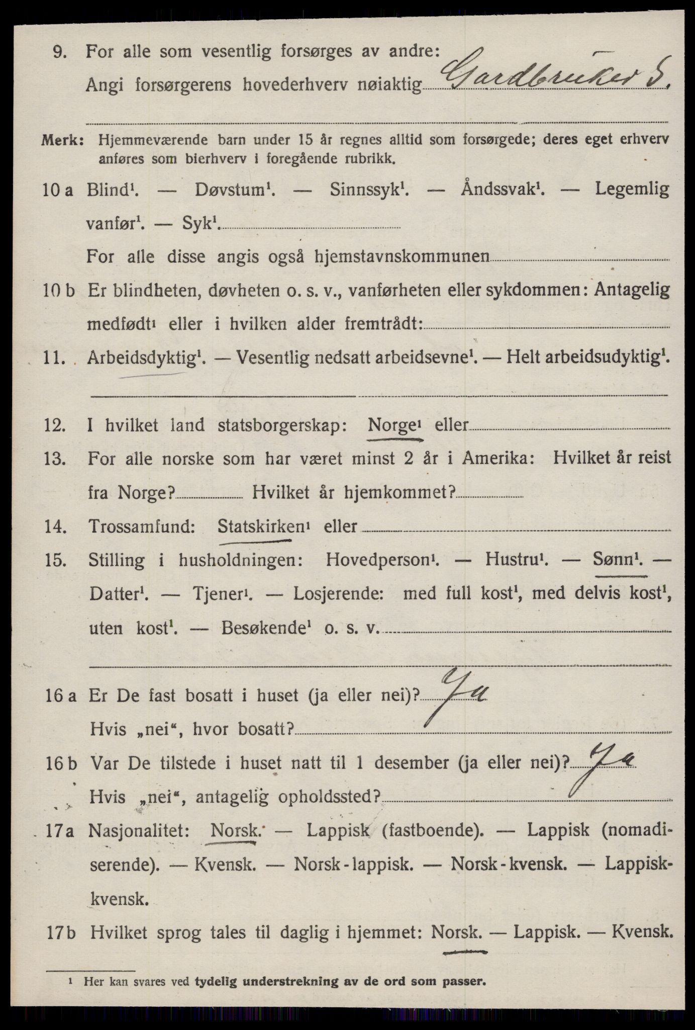 SAT, 1920 census for Melhus, 1920, p. 3364