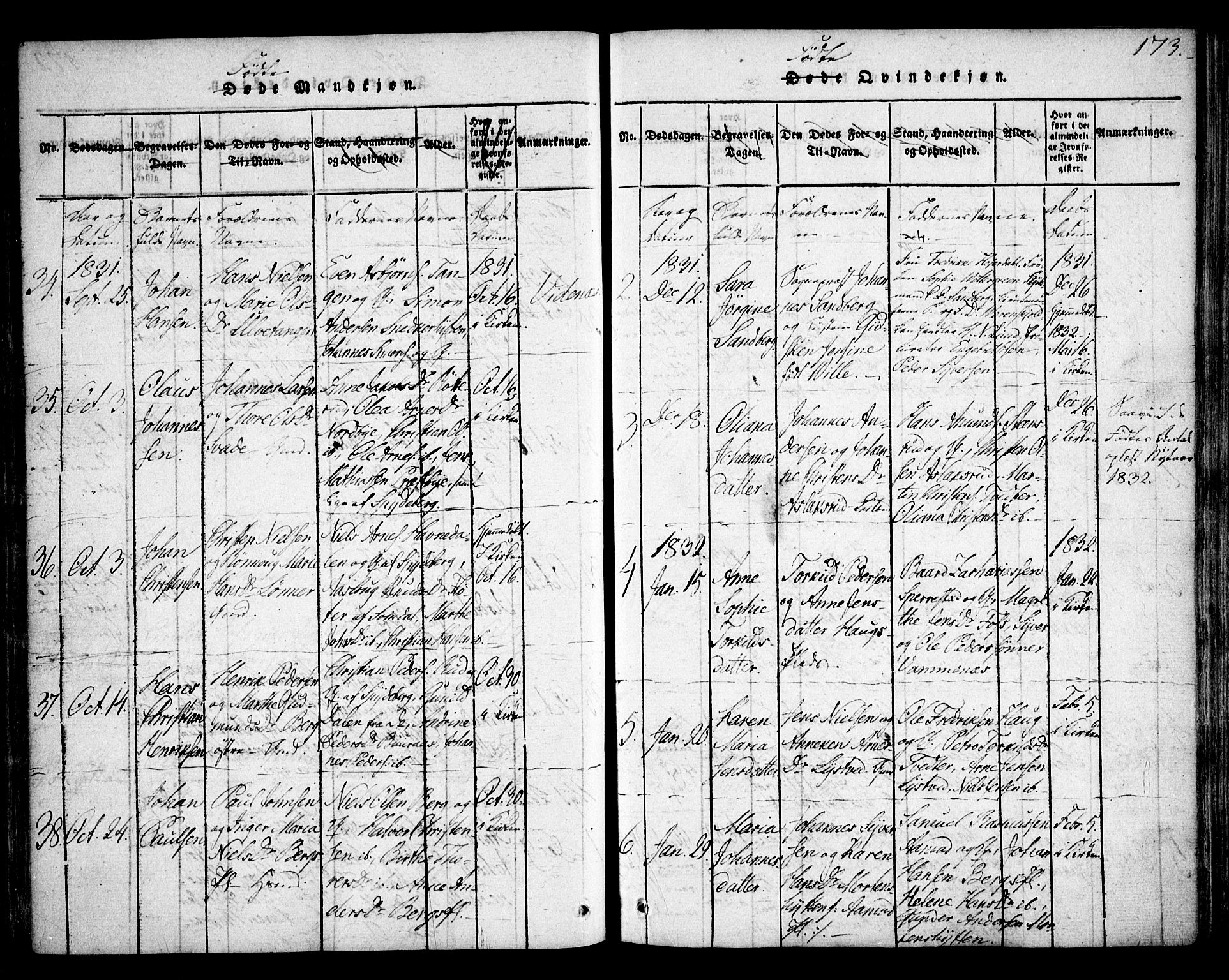 Skiptvet prestekontor Kirkebøker, SAO/A-20009/F/Fa/L0005: Parish register (official) no. 5, 1814-1838, p. 173