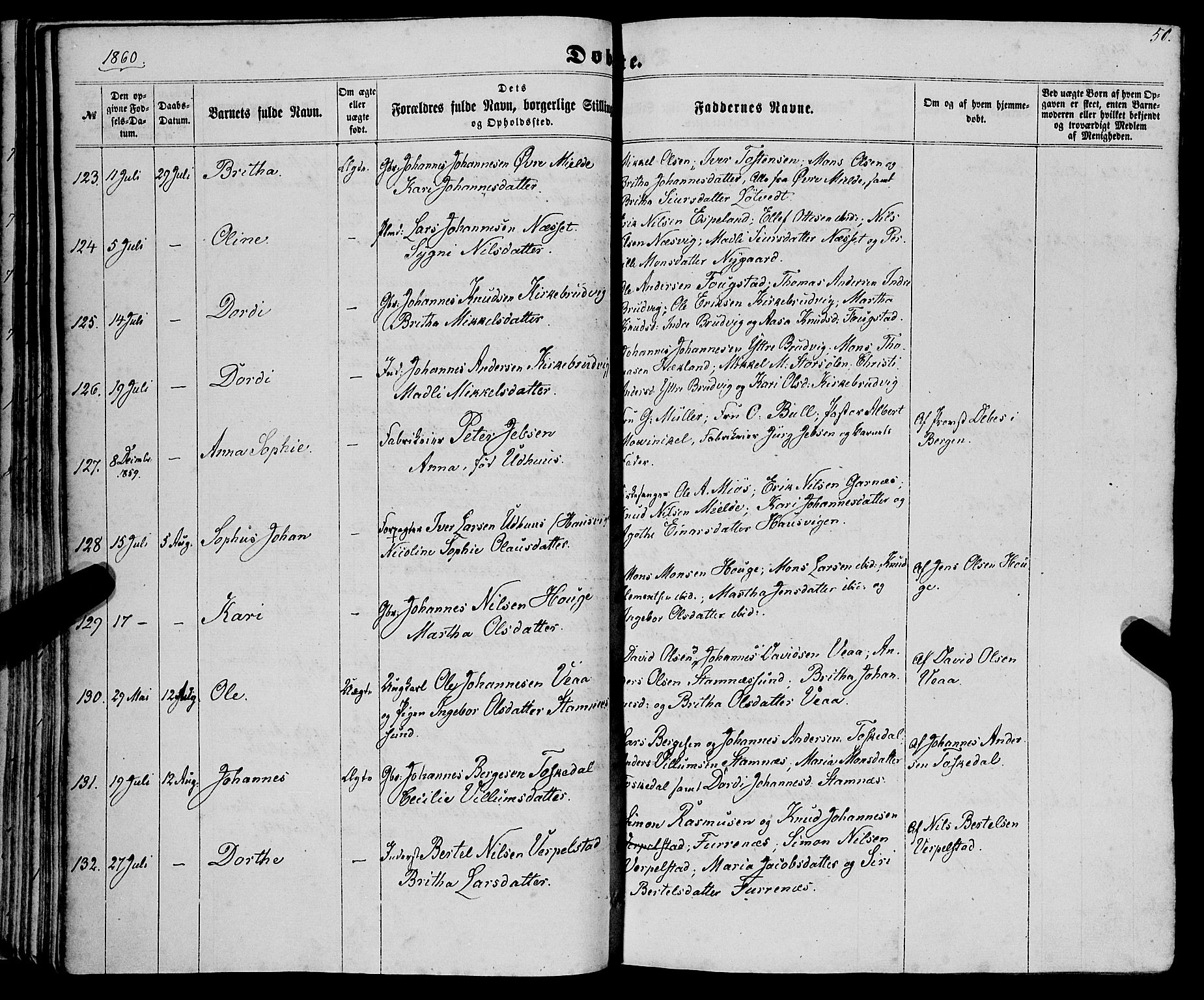Haus sokneprestembete, SAB/A-75601/H/Haa: Parish register (official) no. A 17, 1858-1870, p. 50