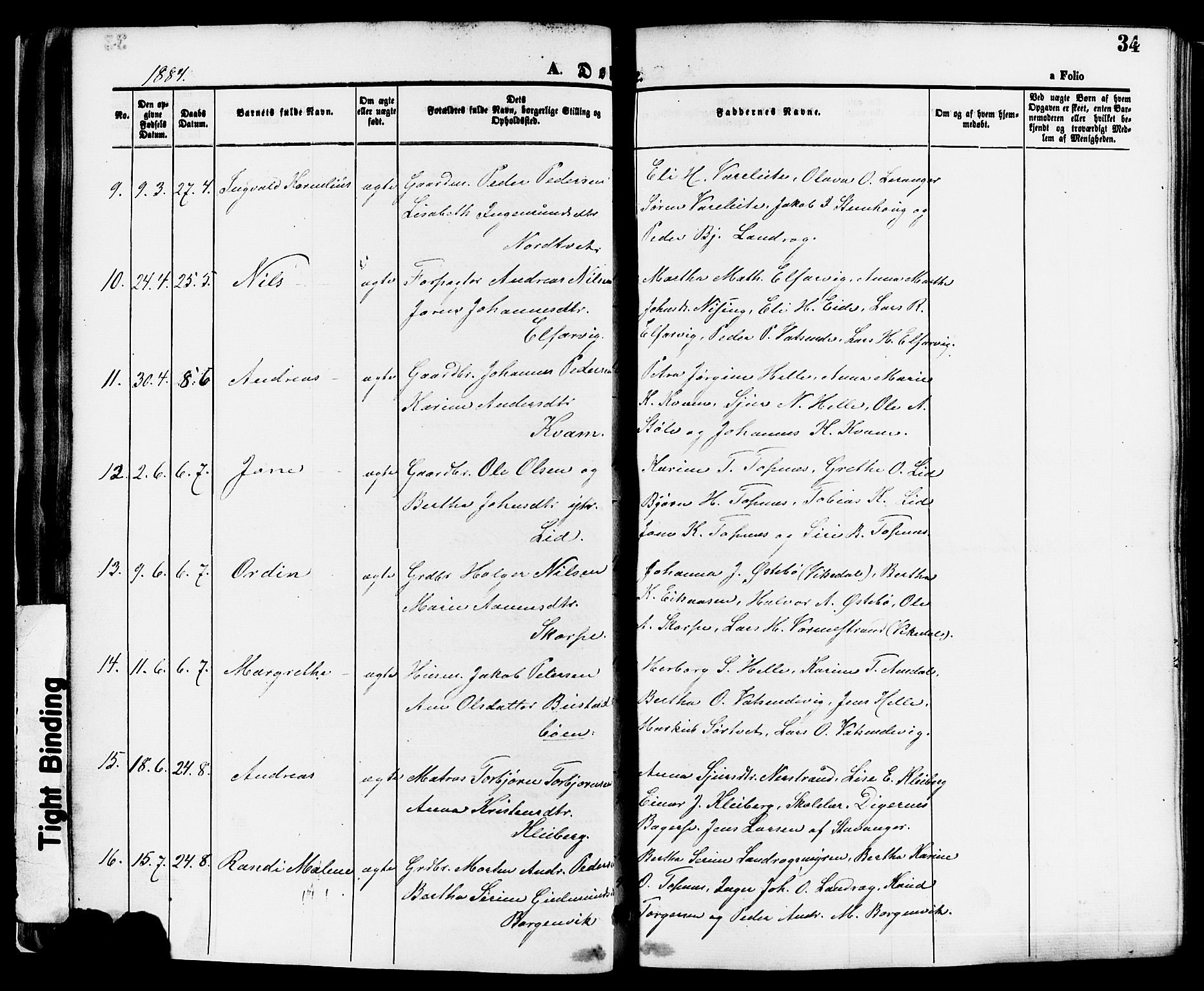 Nedstrand sokneprestkontor, AV/SAST-A-101841/01/IV: Parish register (official) no. A 11, 1877-1887, p. 34