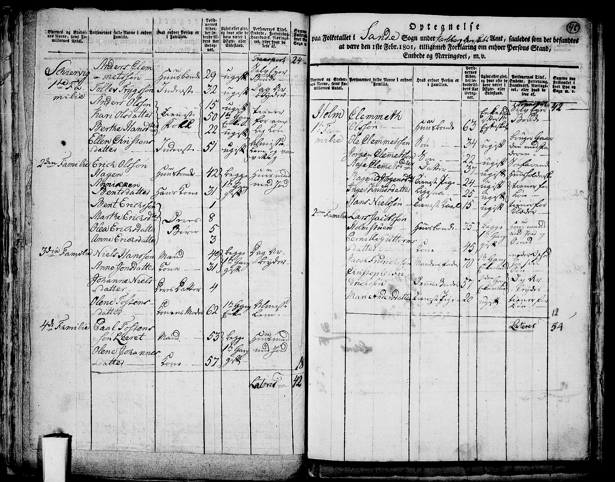 RA, 1801 census for 0713P Sande, 1801, p. 47b-48a