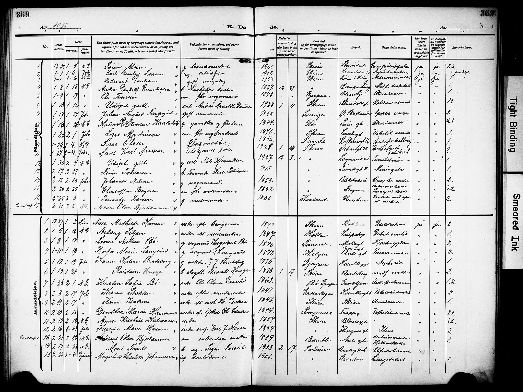 Skien kirkebøker, SAKO/A-302/G/Ga/L0010: Parish register (copy) no. 10, 1920-1931, p. 369