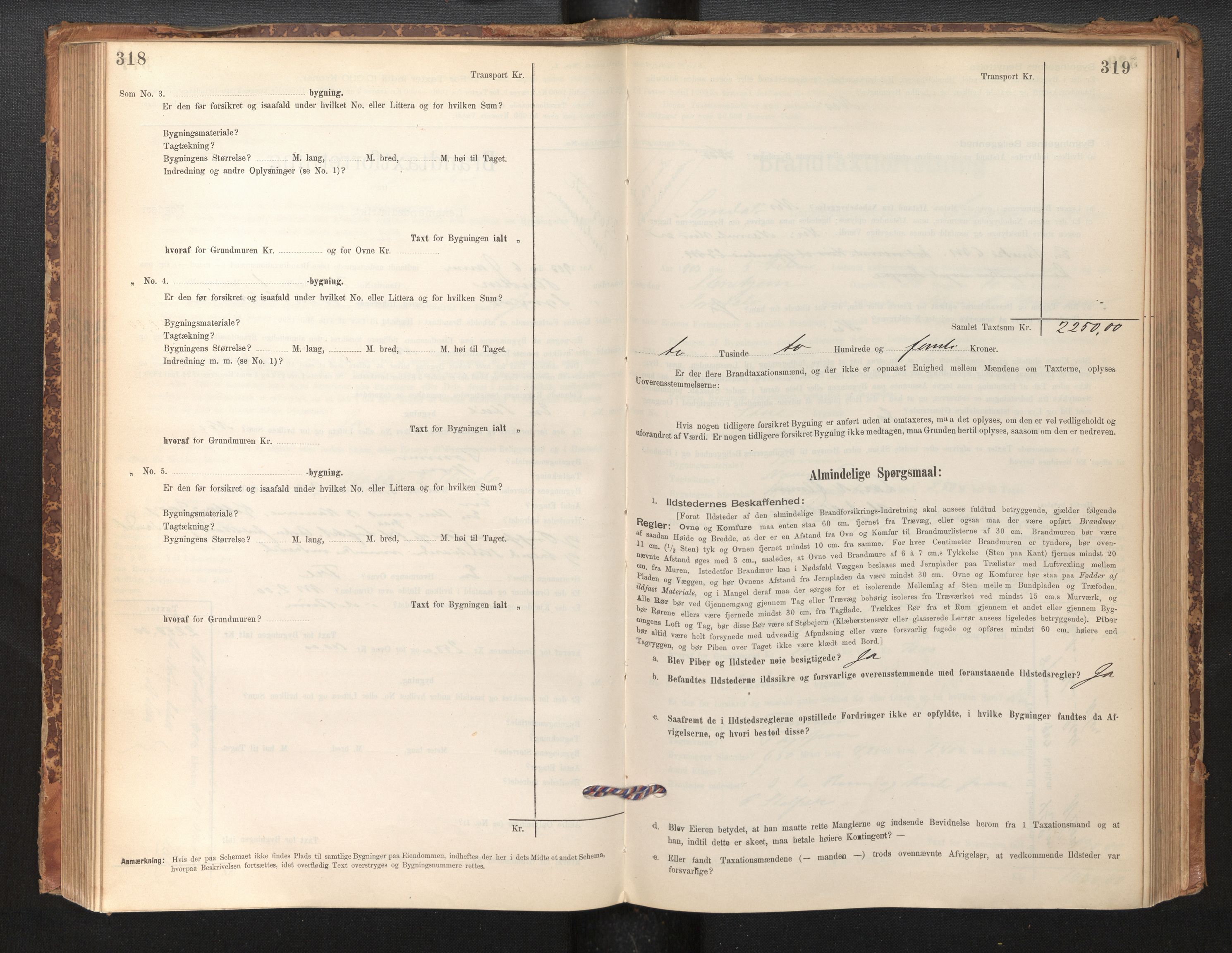 Lensmannen i Sogndal, AV/SAB-A-29901/0012/L0008: Branntakstprotokoll, skjematakst, 1895-1906, p. 318-319