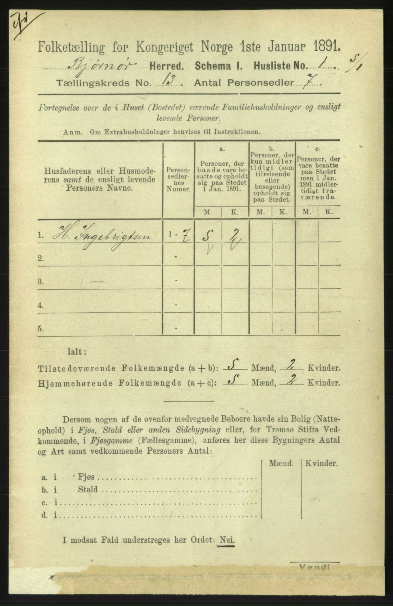 RA, 1891 census for 1632 Bjørnør, 1891, p. 5479