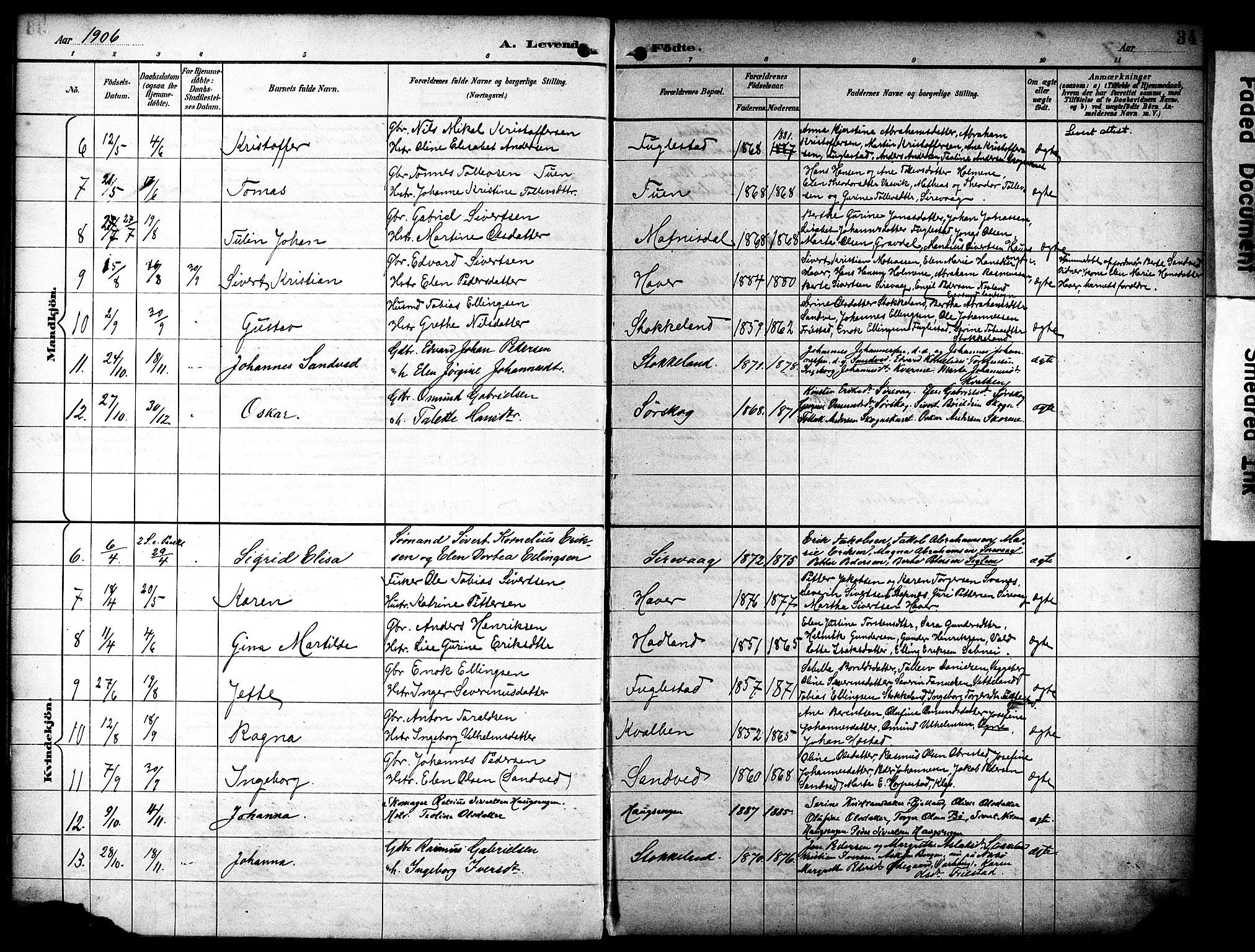 Eigersund sokneprestkontor, AV/SAST-A-101807/S08/L0020: Parish register (official) no. A 19, 1893-1910, p. 34