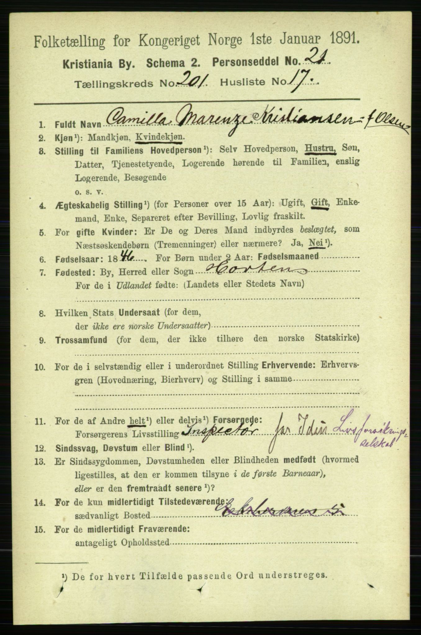 RA, 1891 census for 0301 Kristiania, 1891, p. 121292