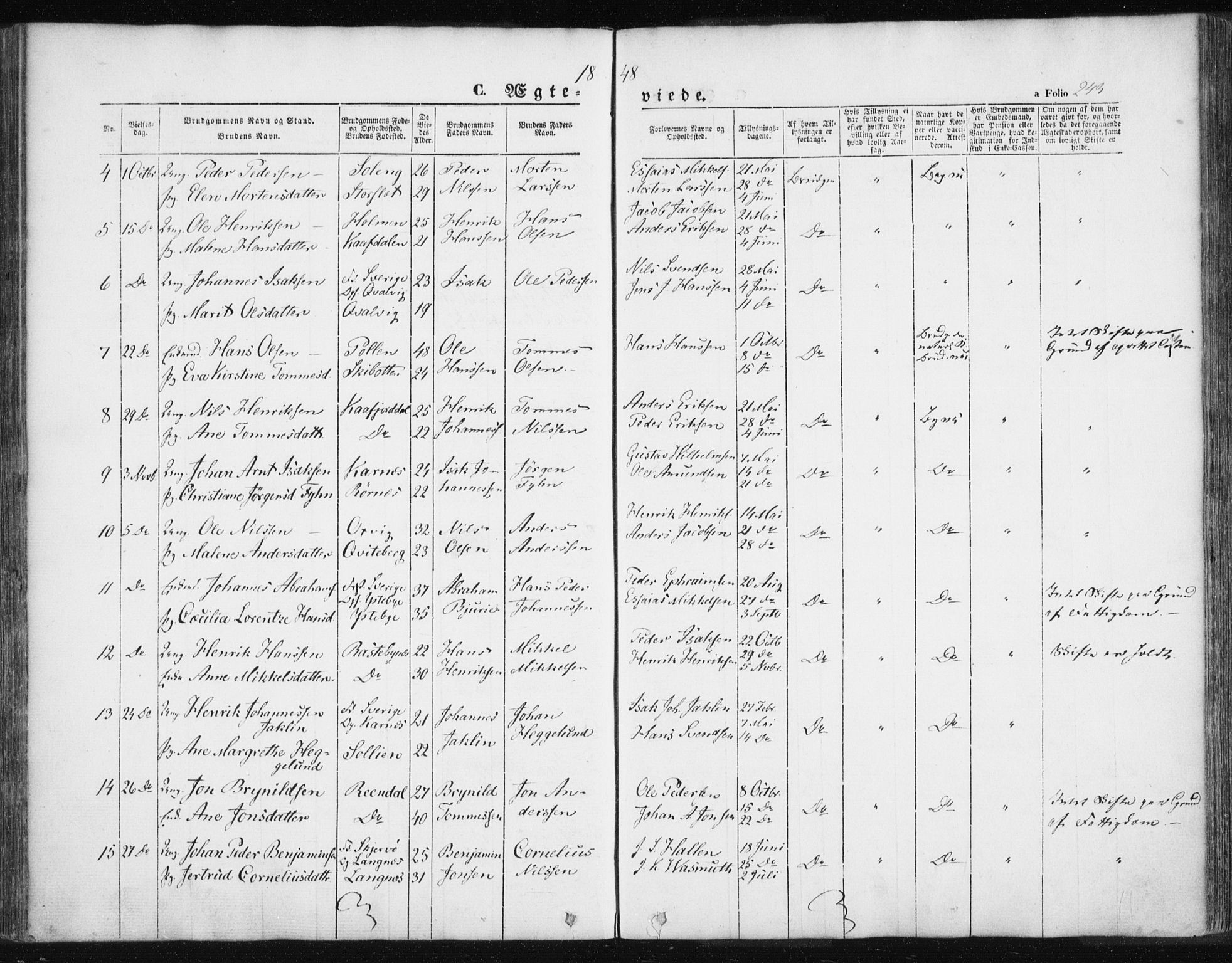 Lyngen sokneprestembete, SATØ/S-1289/H/He/Hea/L0004kirke: Parish register (official) no. 4, 1839-1858, p. 243