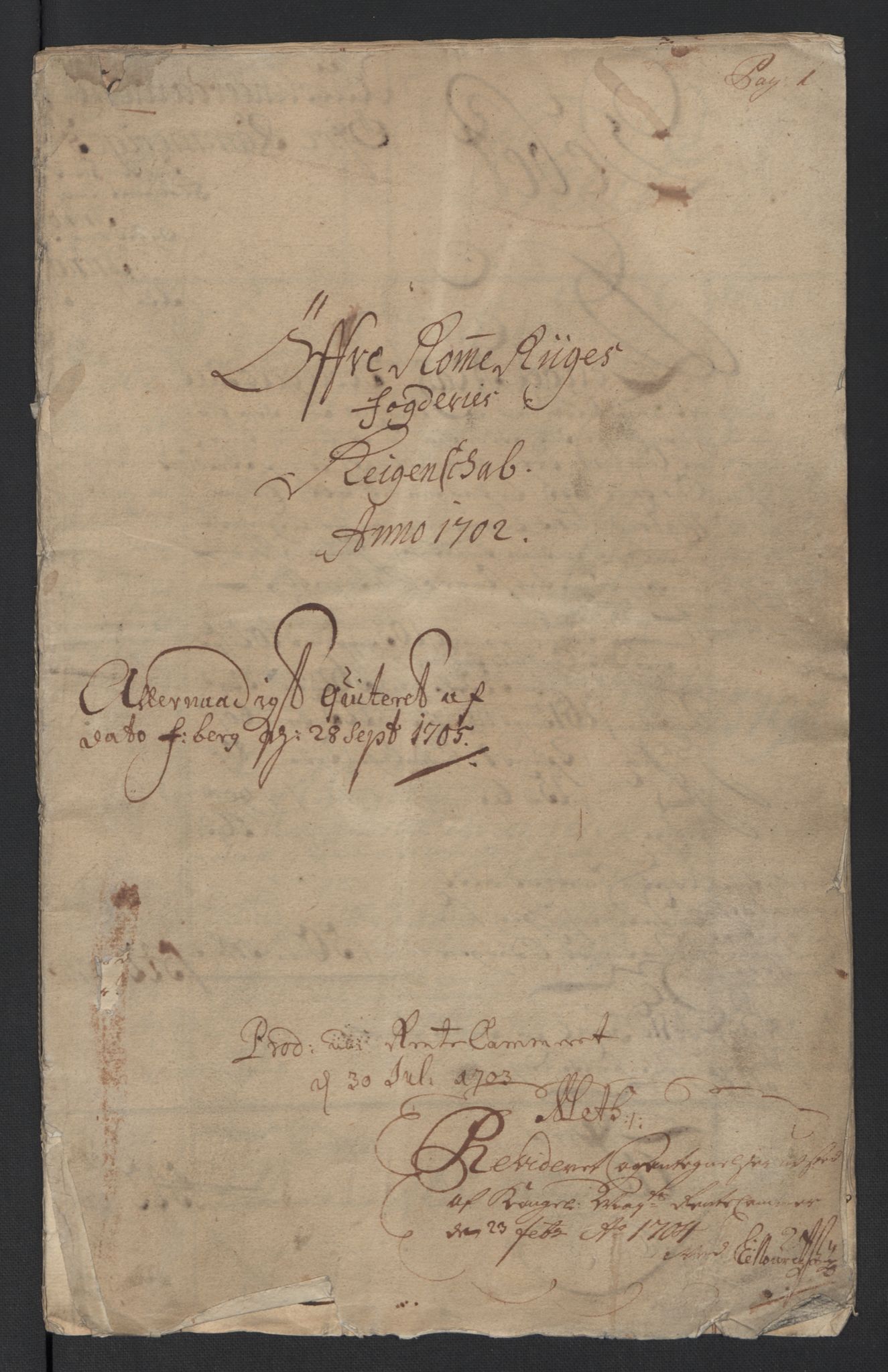 Rentekammeret inntil 1814, Reviderte regnskaper, Fogderegnskap, RA/EA-4092/R12/L0714: Fogderegnskap Øvre Romerike, 1702, p. 3