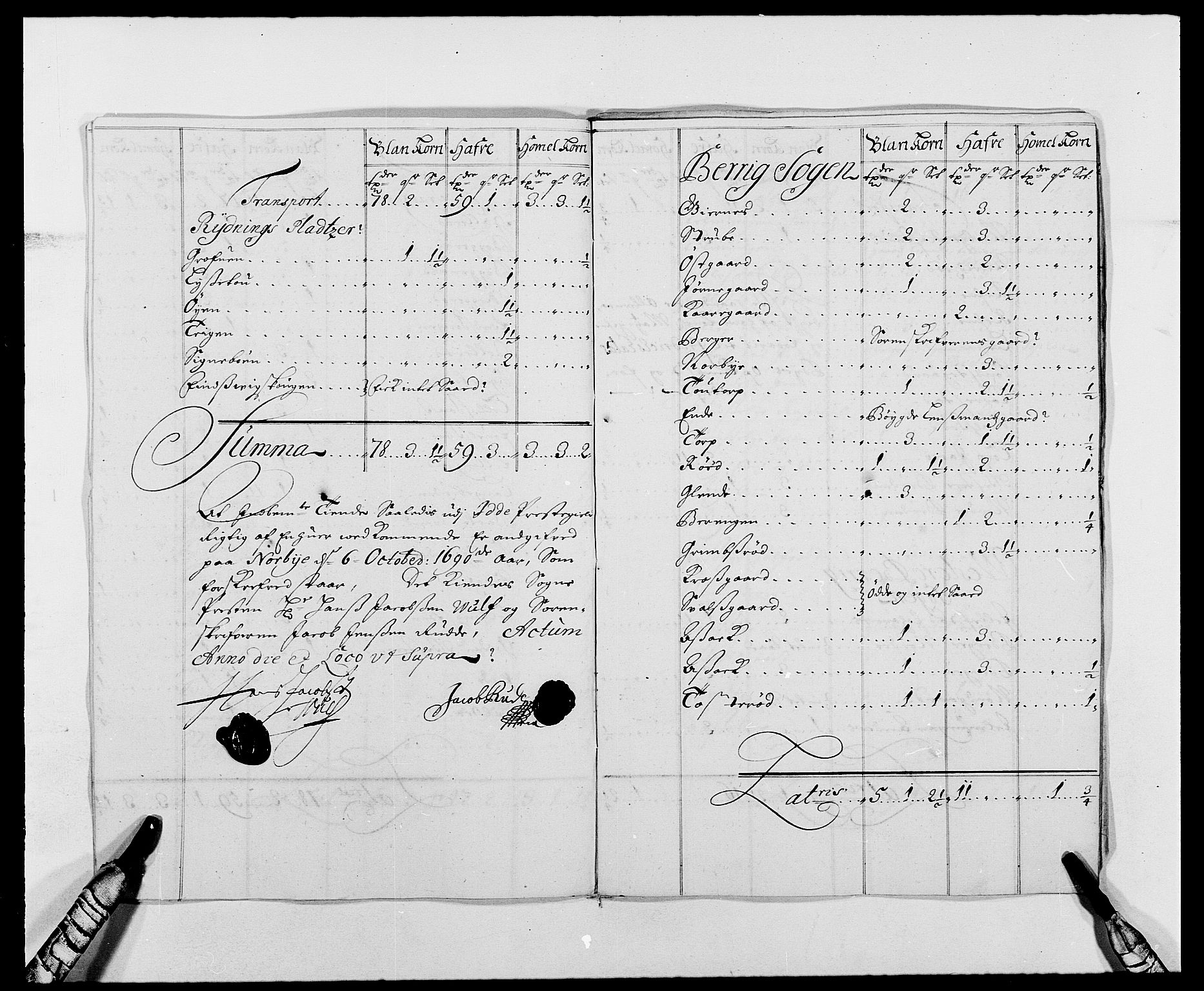 Rentekammeret inntil 1814, Reviderte regnskaper, Fogderegnskap, AV/RA-EA-4092/R01/L0010: Fogderegnskap Idd og Marker, 1690-1691, p. 189