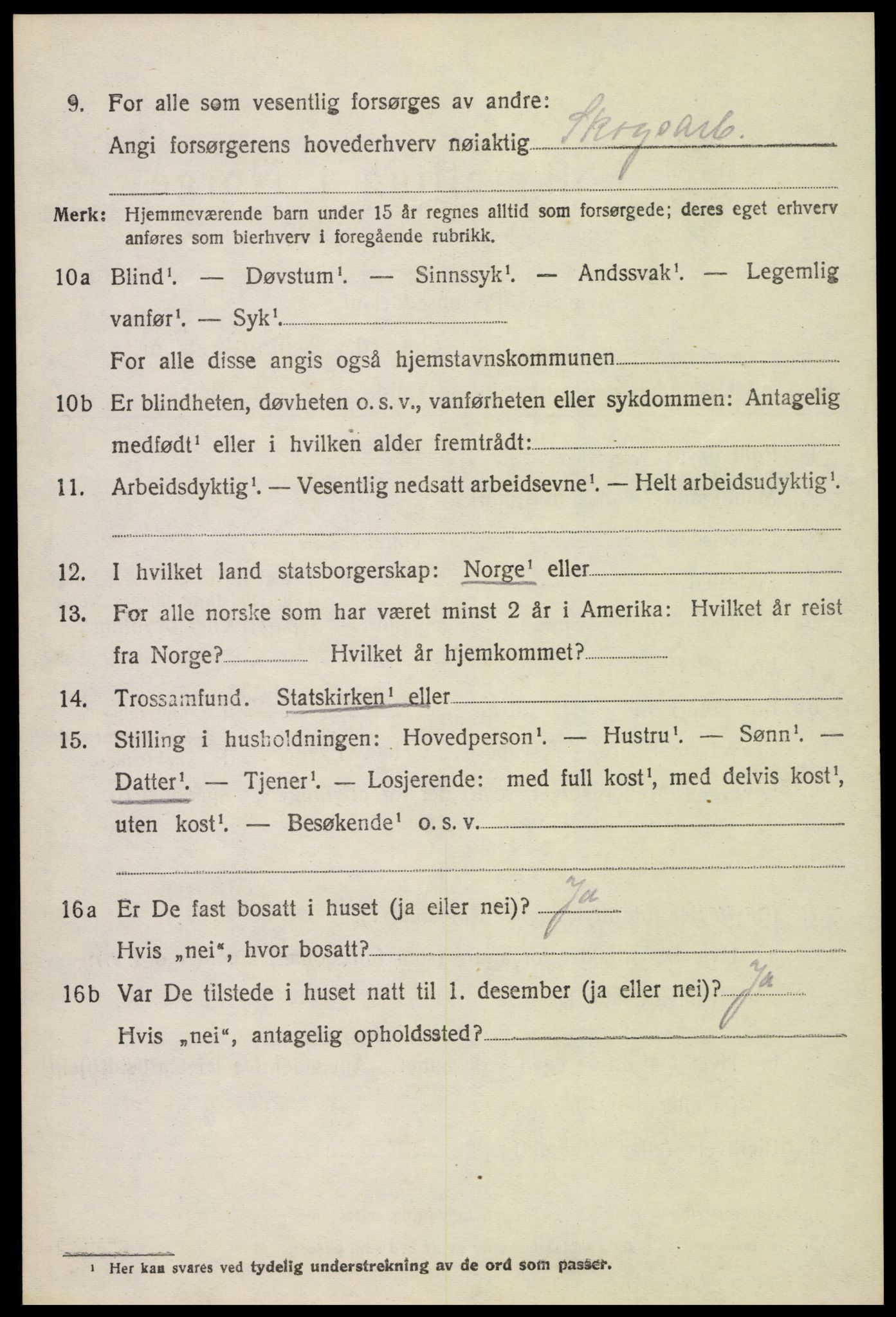 SAH, 1920 census for Stange, 1920, p. 14594