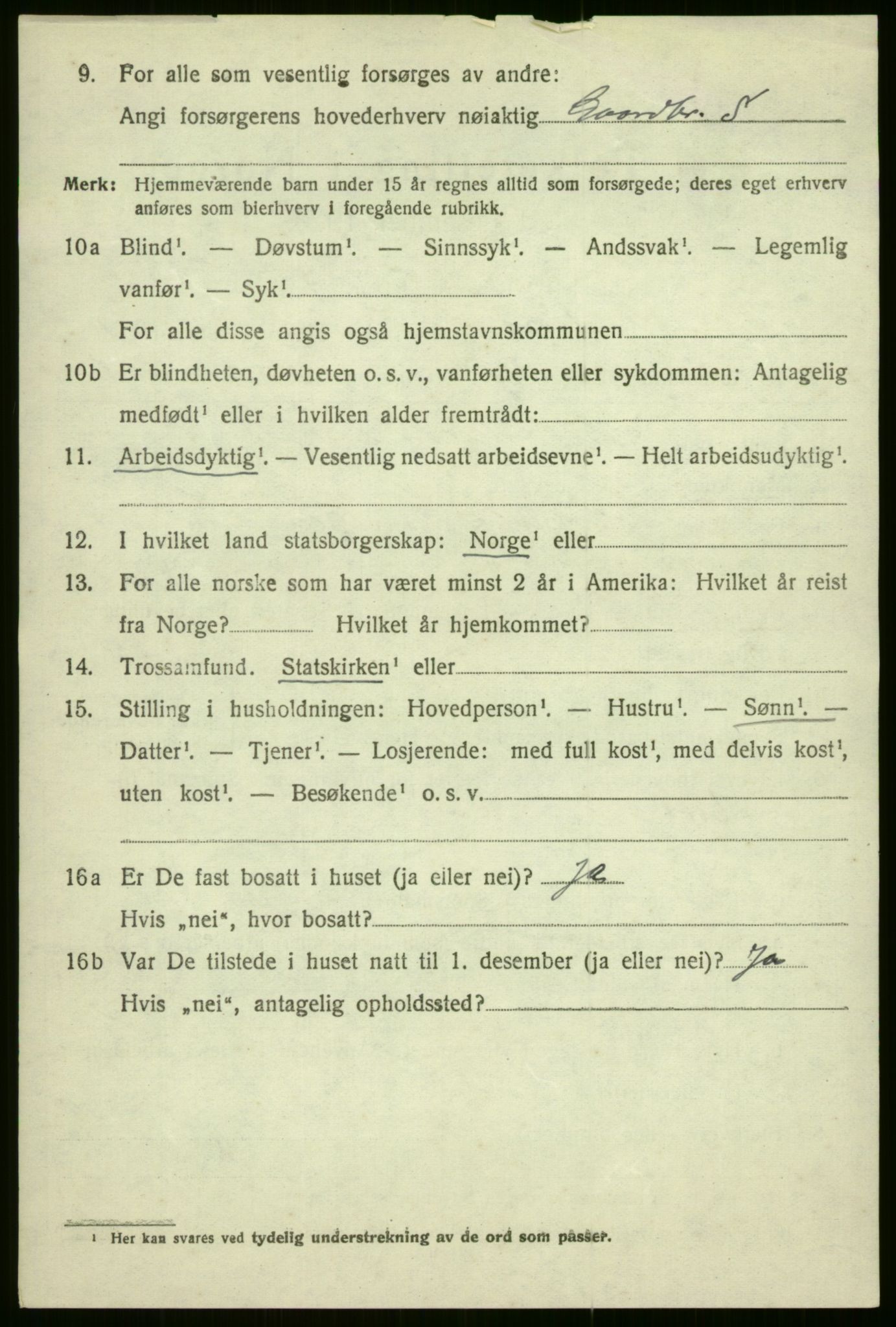 SAB, 1920 census for Voss, 1920, p. 2816