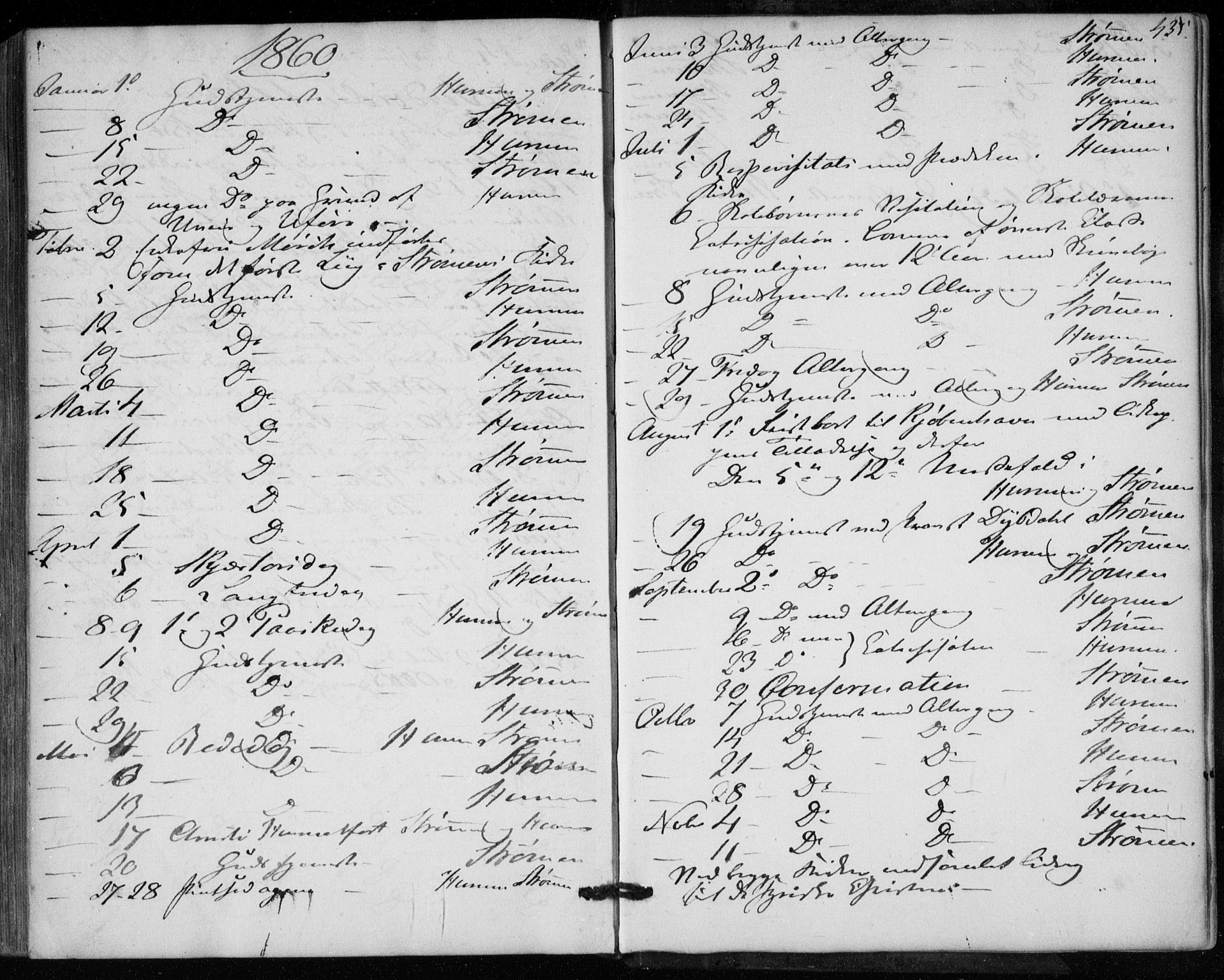 Hurum kirkebøker, SAKO/A-229/F/Fa/L0011: Parish register (official) no. 11, 1847-1860, p. 435